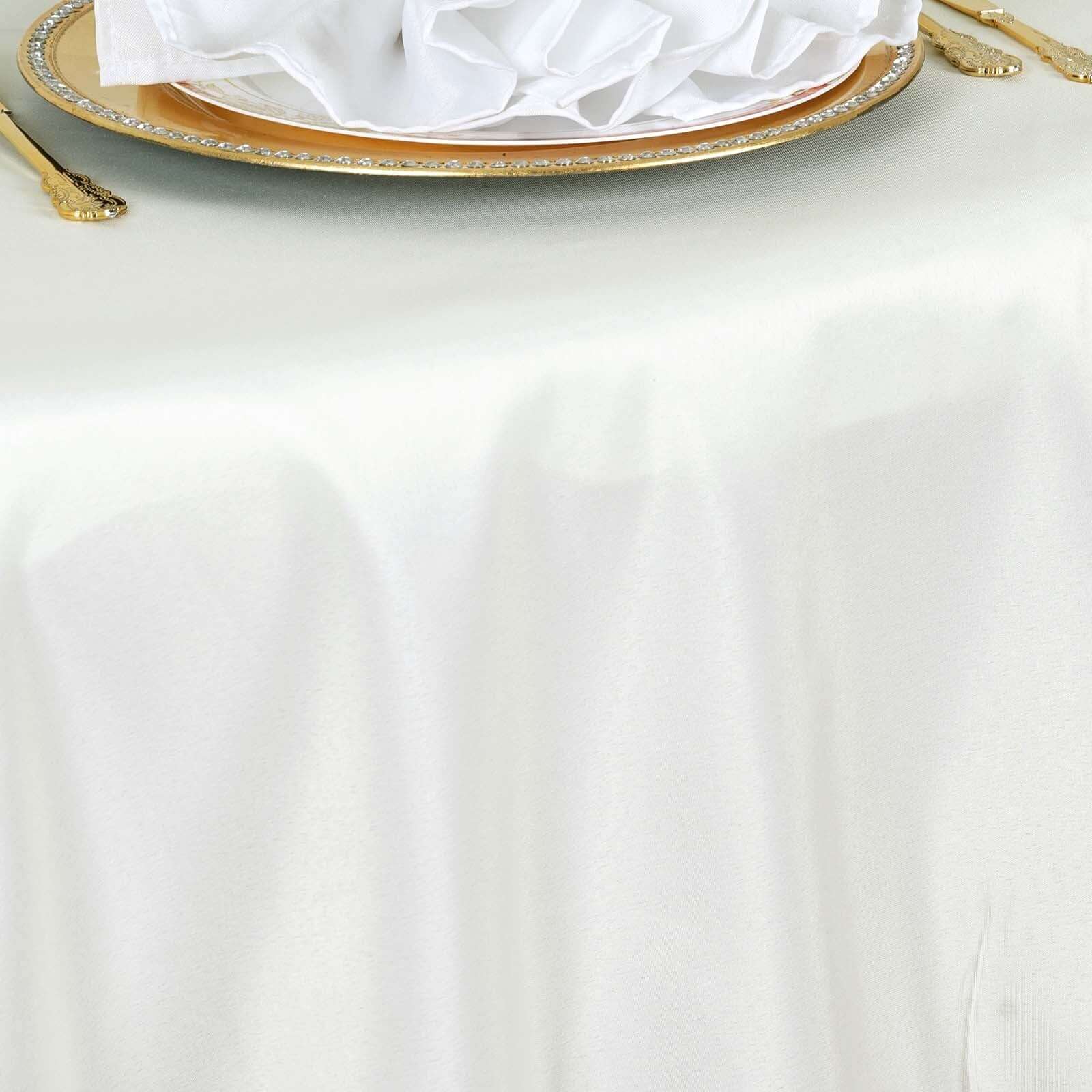 Polyester Round Tablecloth 108" Ivory - Durable and Stain-Resistant for Easy Maintenance - Image 3