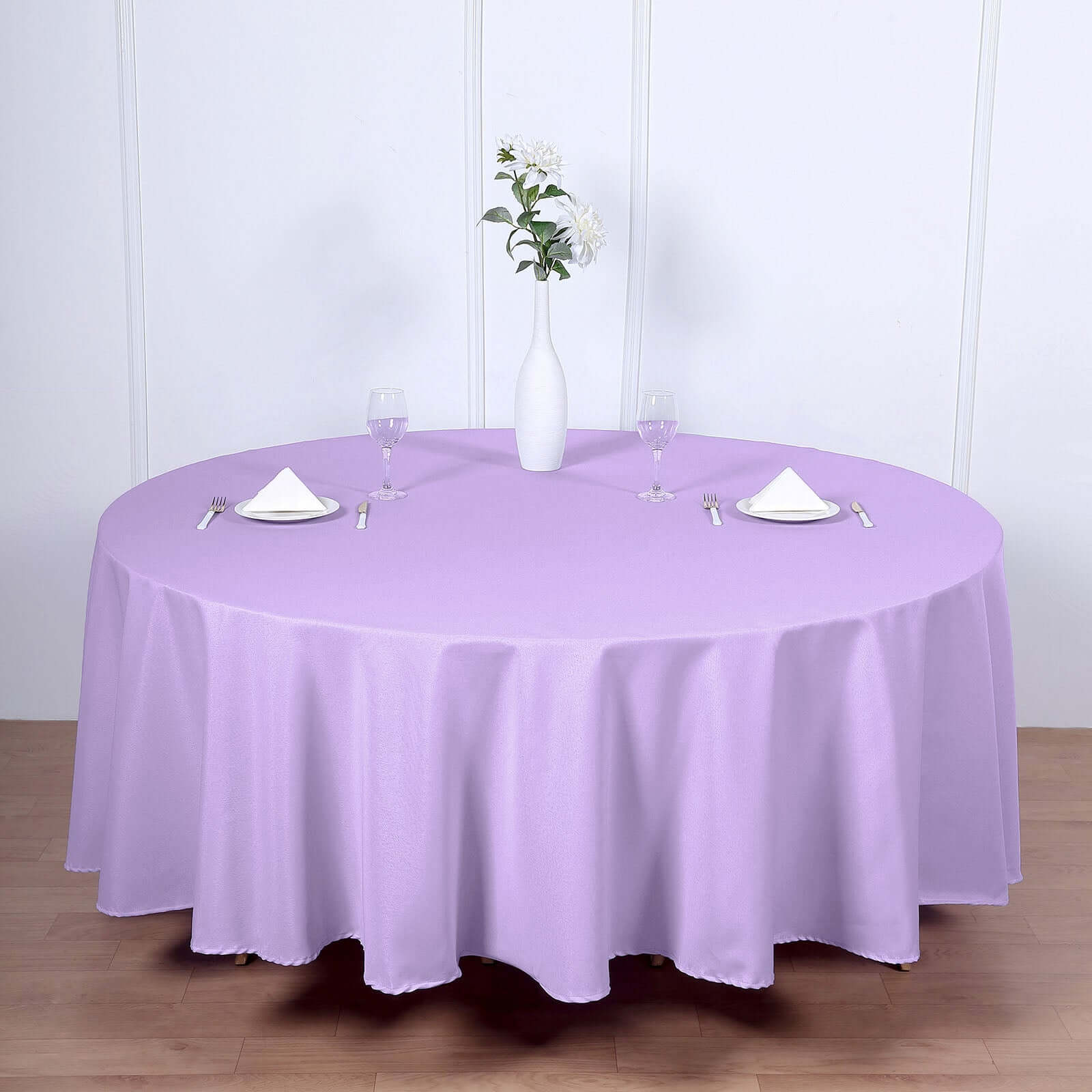 Polyester Round Tablecloth 108" Lavender Lilac - Durable and Stain-Resistant for Easy Maintenance - Image 2