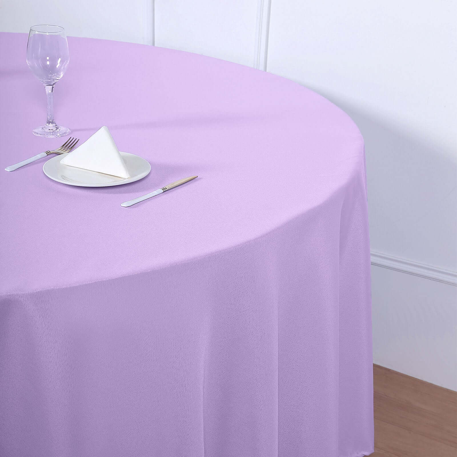 Polyester Round Tablecloth 108" Lavender Lilac - Durable and Stain-Resistant for Easy Maintenance - Image 3