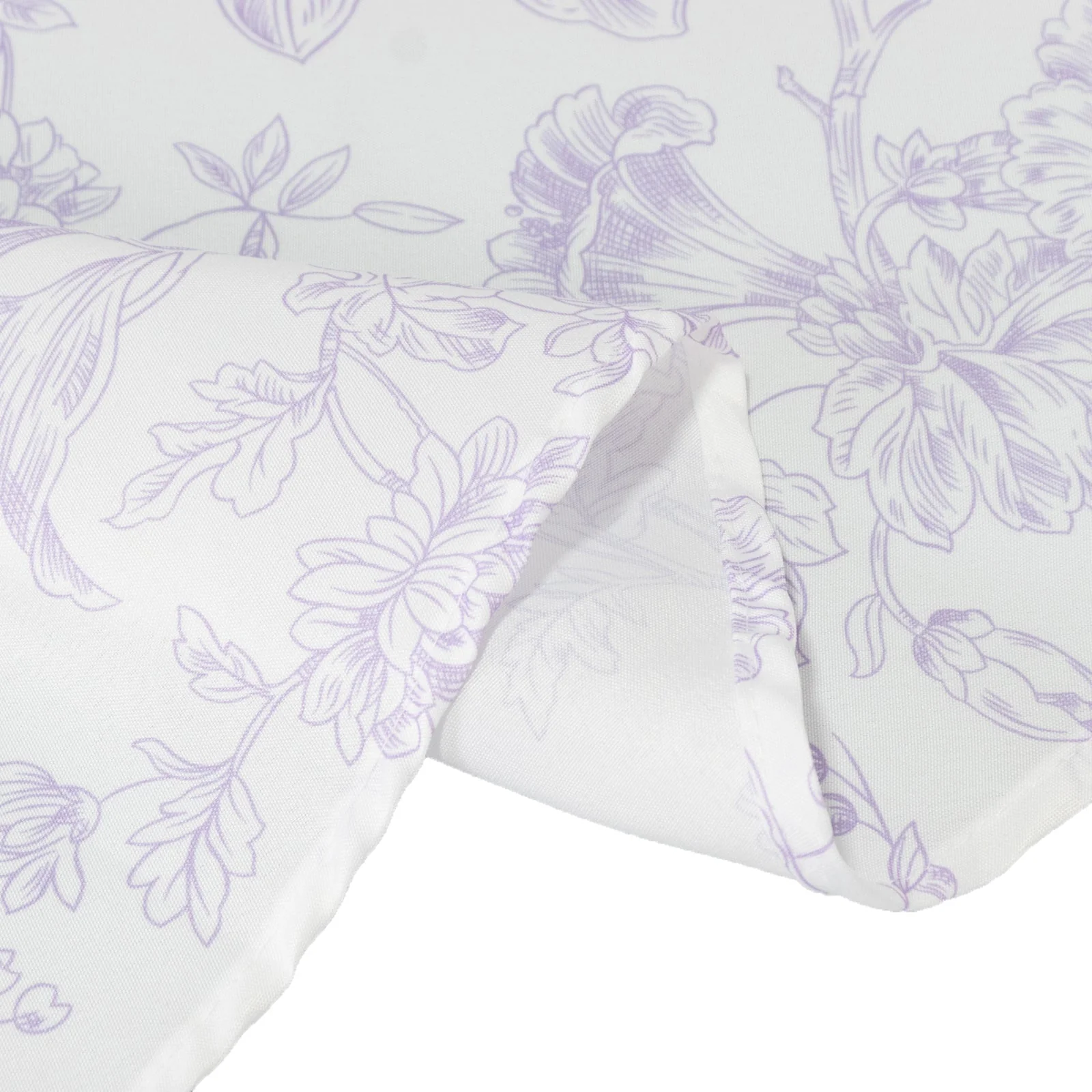 Polyester Round Tablecloth 108" White with Lavender Lilac French Toile Pattern - Sophisticated Table Cover for Chic Weddings & Events - Image 8