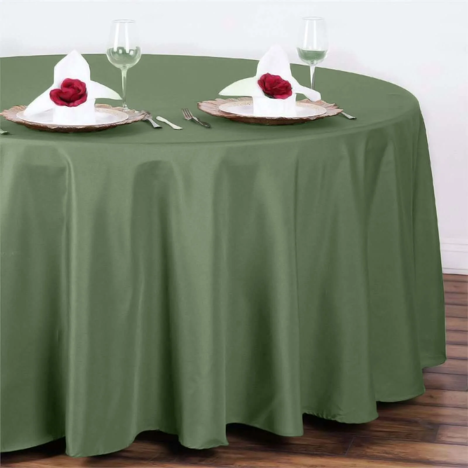Polyester Round Tablecloth 108" Olive Green - Durable and Stain-Resistant for Easy Maintenance