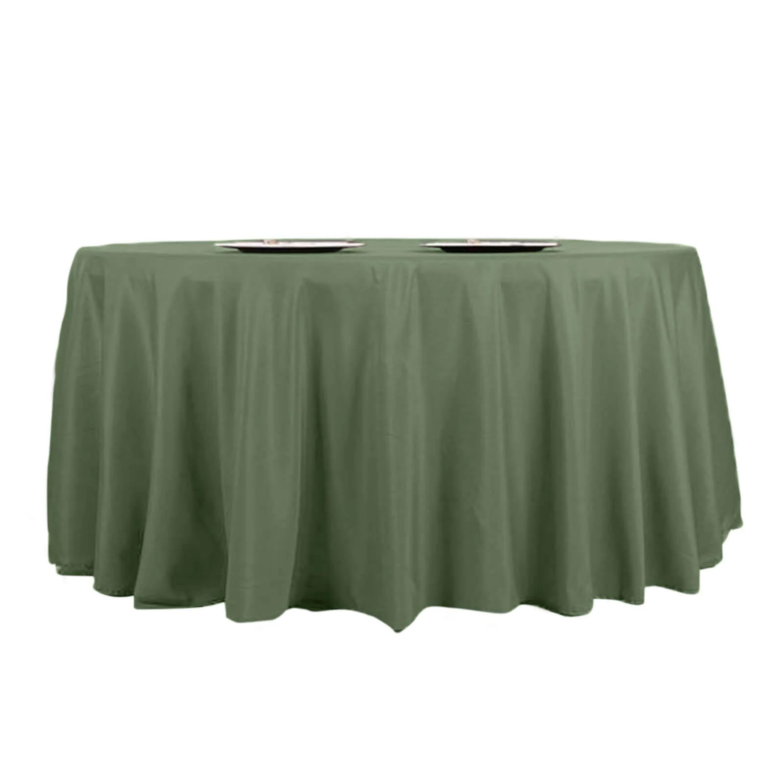 Polyester Round Tablecloth 108" Olive Green - Durable and Stain-Resistant for Easy Maintenance - Image 6