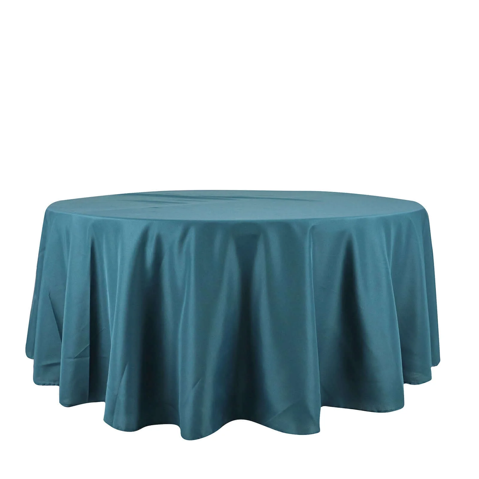 Polyester Round Tablecloth 108" Peacock Teal - Durable and Stain-Resistant for Easy Maintenance - Image 6