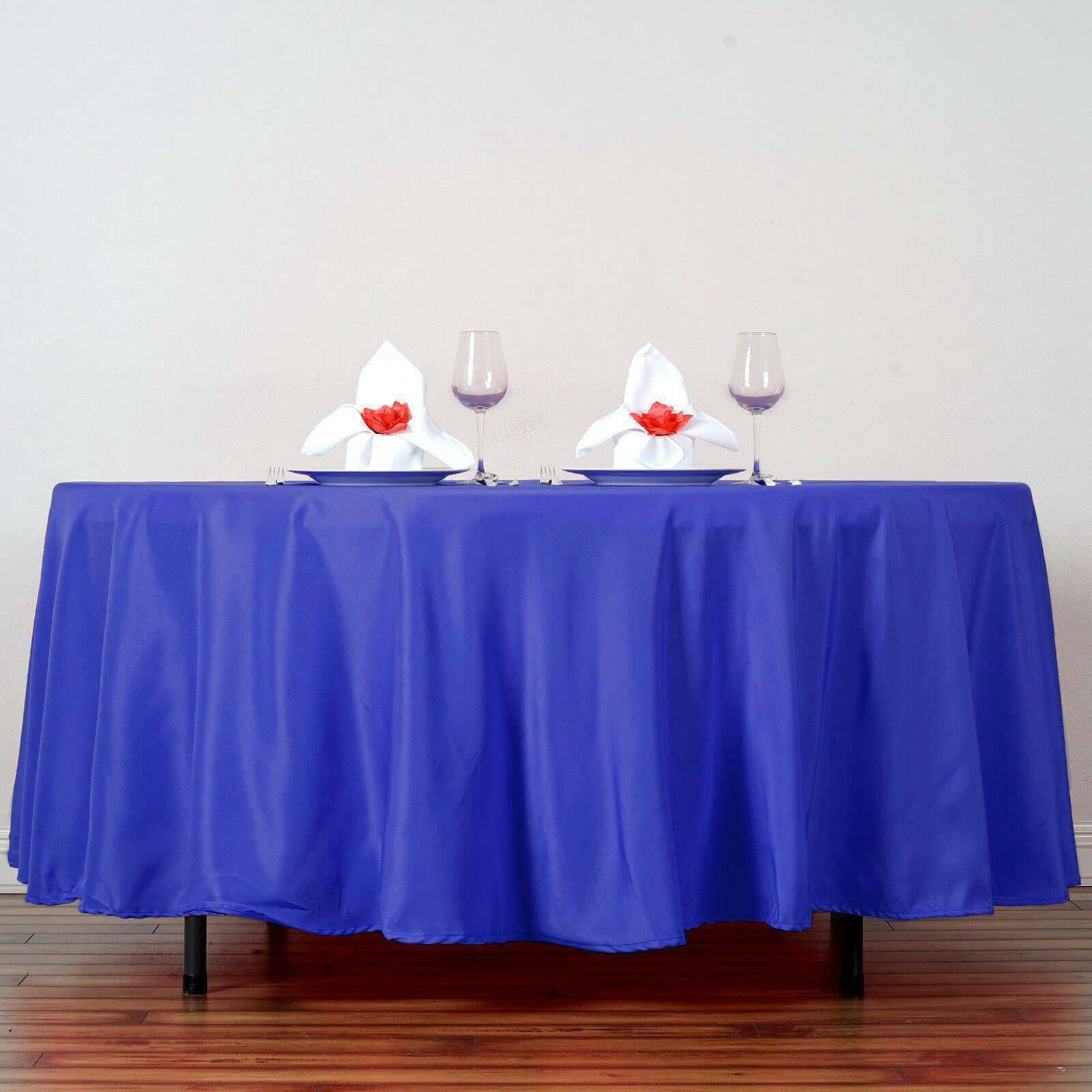Polyester Round Tablecloth 108" Royal Blue - Durable and Stain-Resistant for Easy Maintenance - Image 2