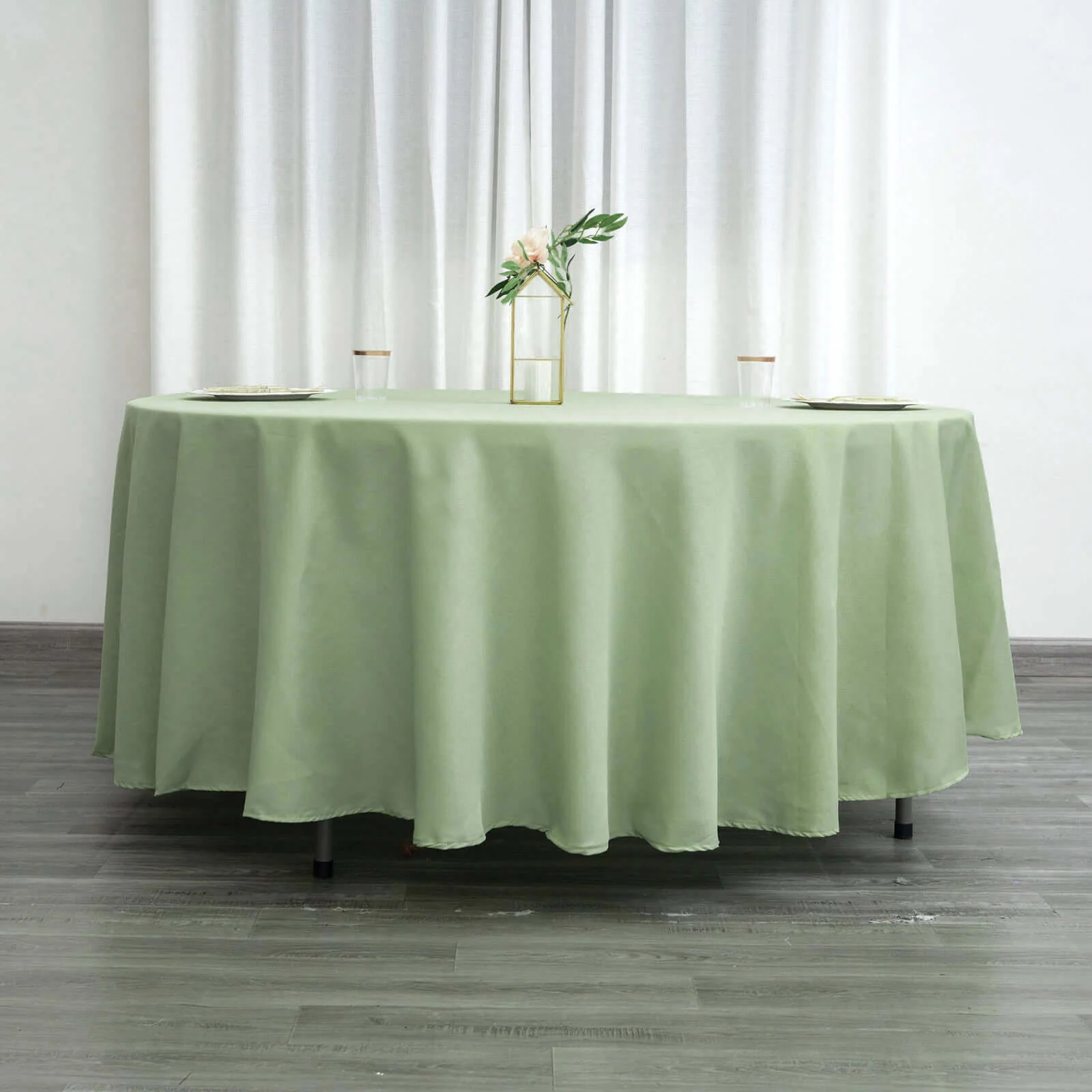 Polyester Round Tablecloth 108" Sage Green - Durable and Stain-Resistant for Easy Maintenance - Image 3