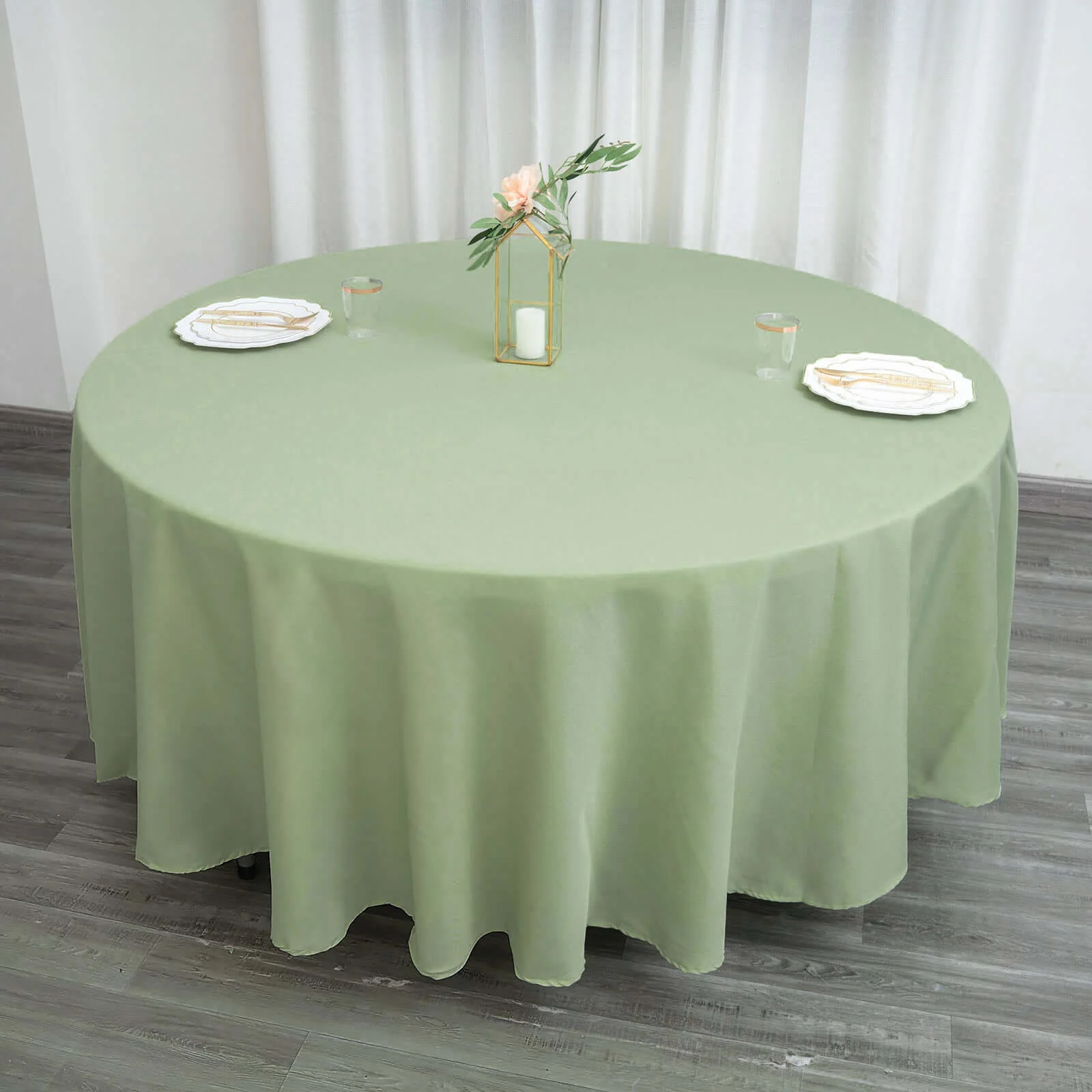Polyester Round Tablecloth 108" Sage Green - Durable and Stain-Resistant for Easy Maintenance - Image 7