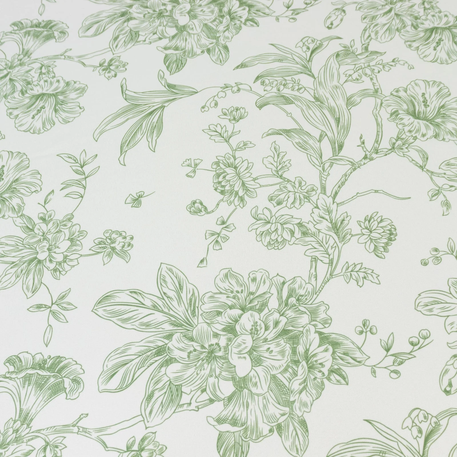 Polyester Round Tablecloth 108" White with Dusty Sage Green French Toile Pattern - Sophisticated Table Cover for Chic Weddings & Events - Image 6