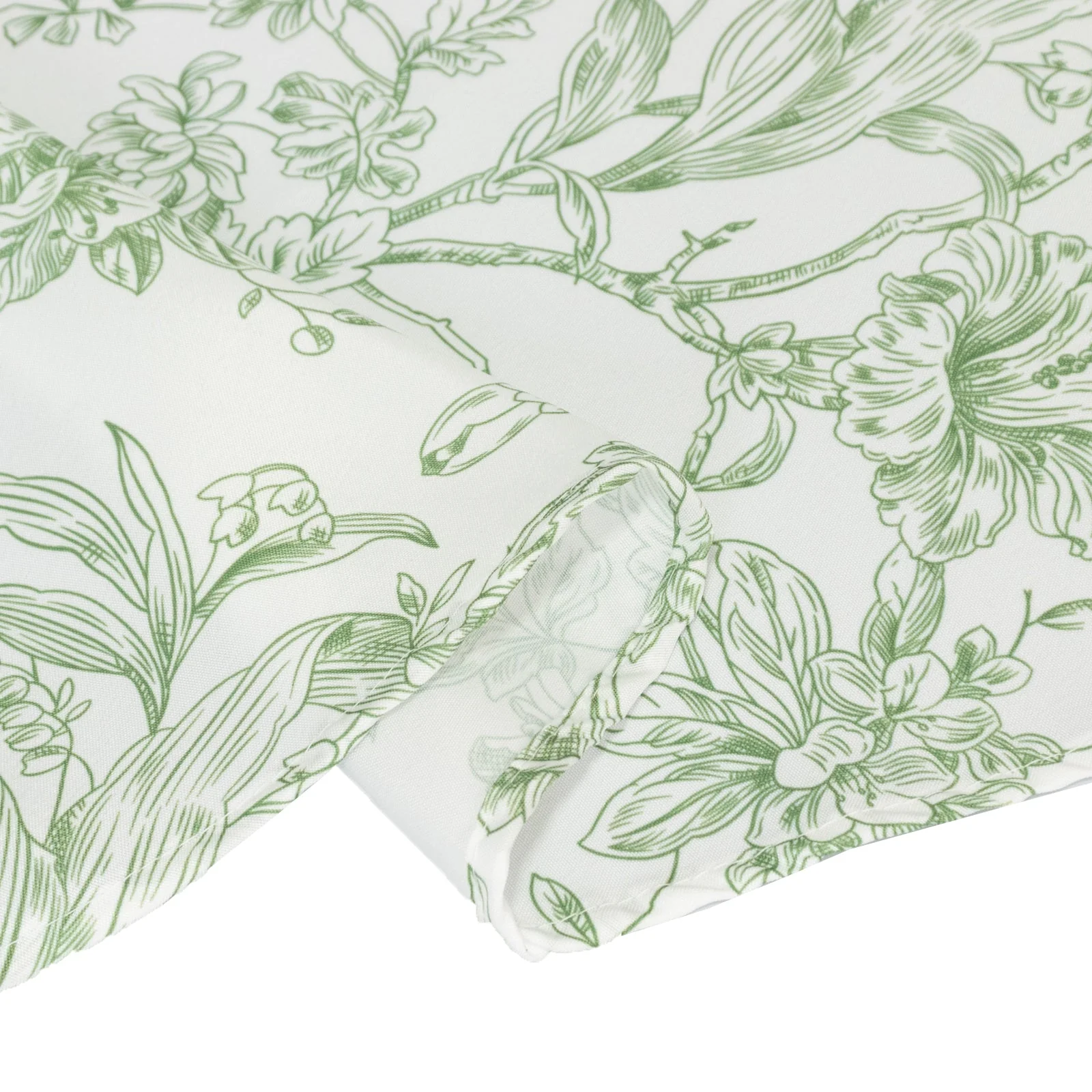 Polyester Round Tablecloth 108" White with Dusty Sage Green French Toile Pattern - Sophisticated Table Cover for Chic Weddings & Events - Image 8