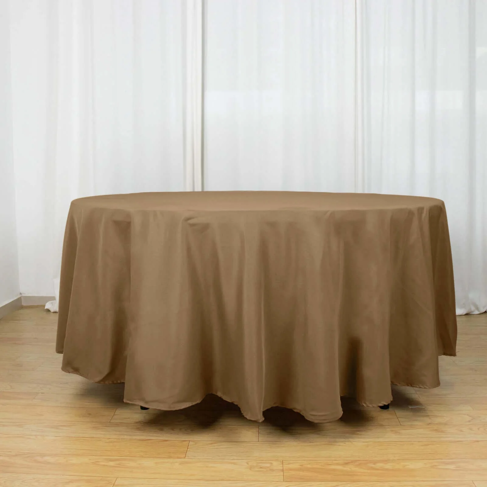 Polyester Round Tablecloth 108" Taupe - Durable and Stain-Resistant for Easy Maintenance