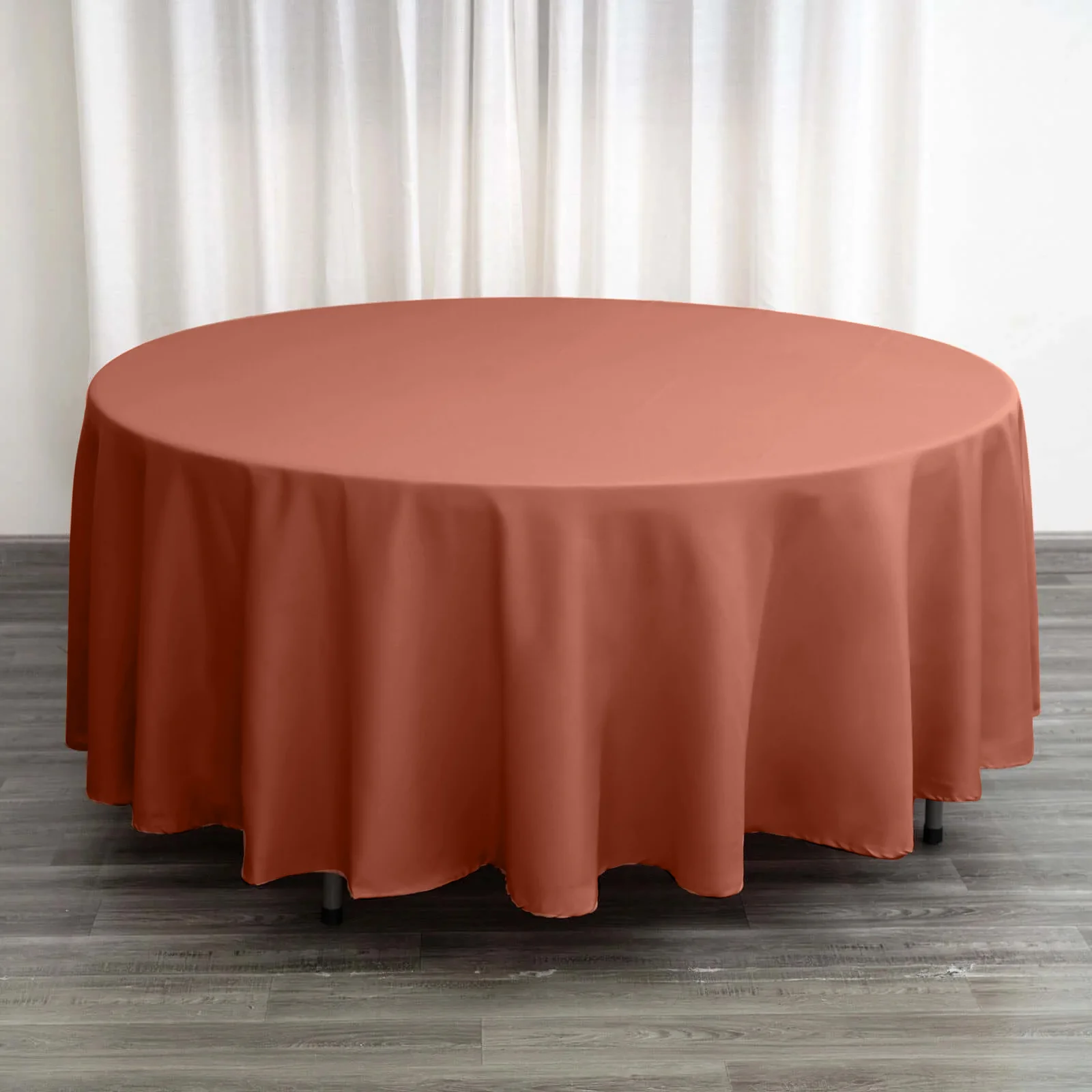 Polyester Round Tablecloth 108" Terracotta (Rust) - Durable and Stain-Resistant for Easy Maintenance