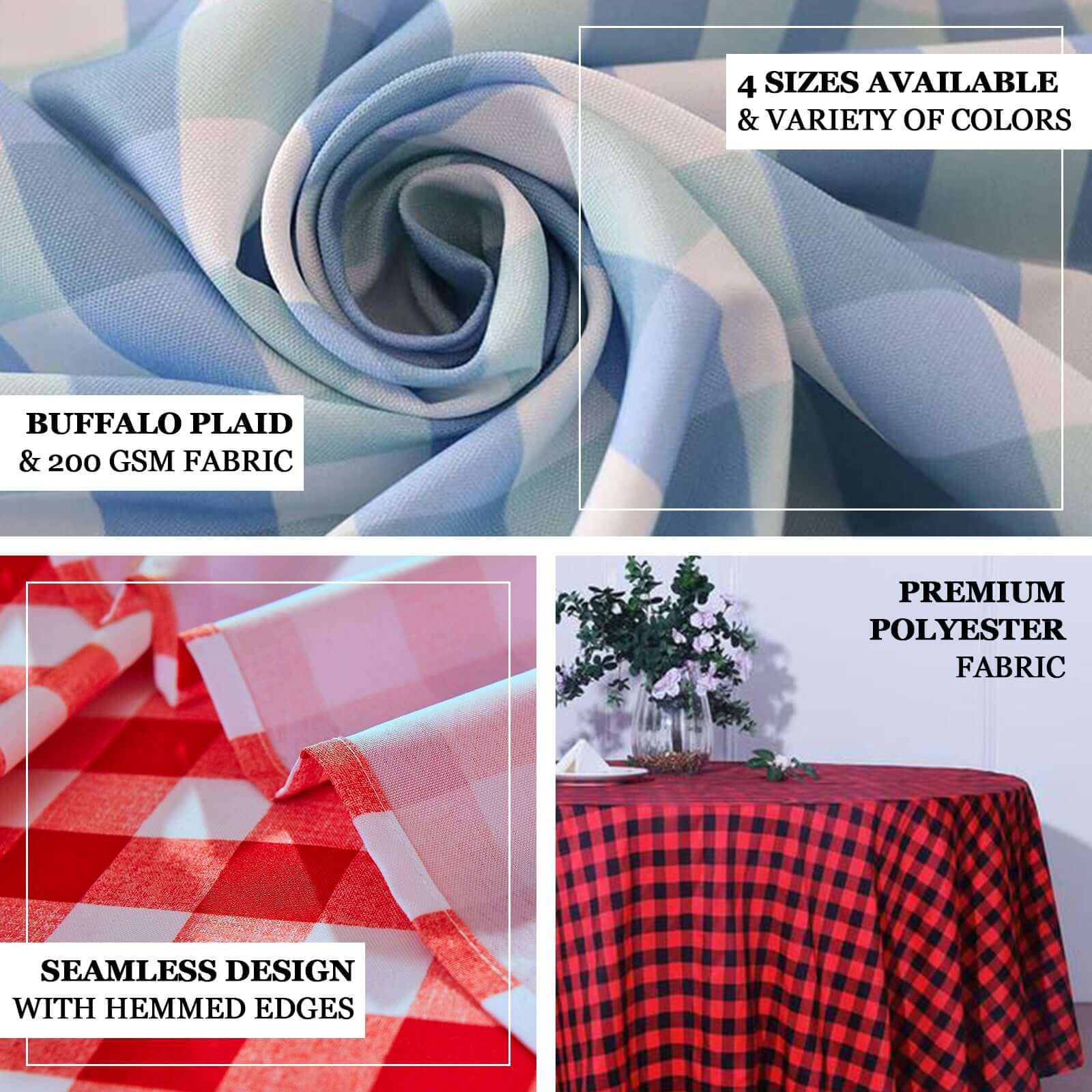 Polyester Round Tablecloth 108" White/Sage Green Checkered Buffalo Plaid Table Cover - Image 4