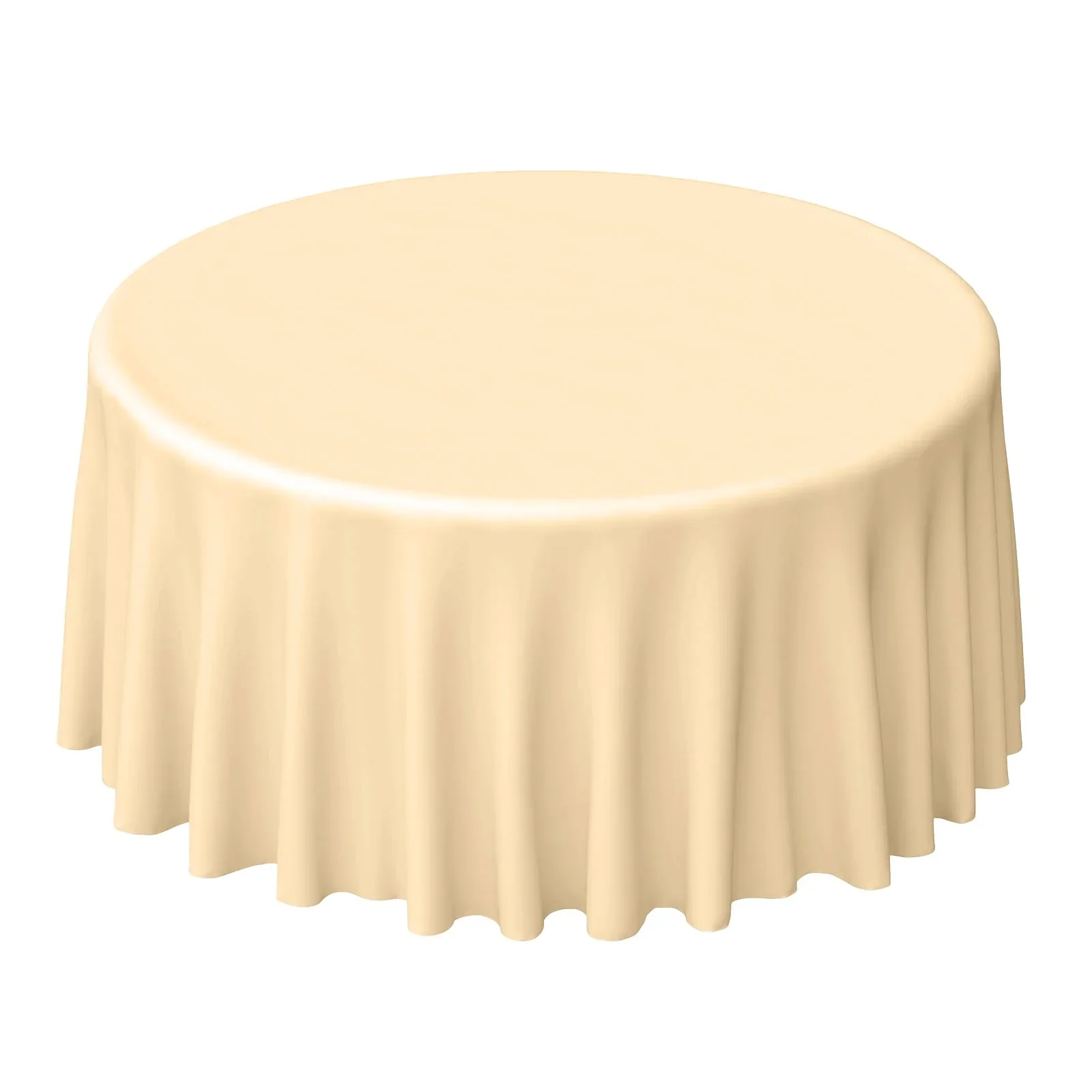 Polyester Round Tablecloth 120" Beige - Durable & Seamless Table Cover - Image 7