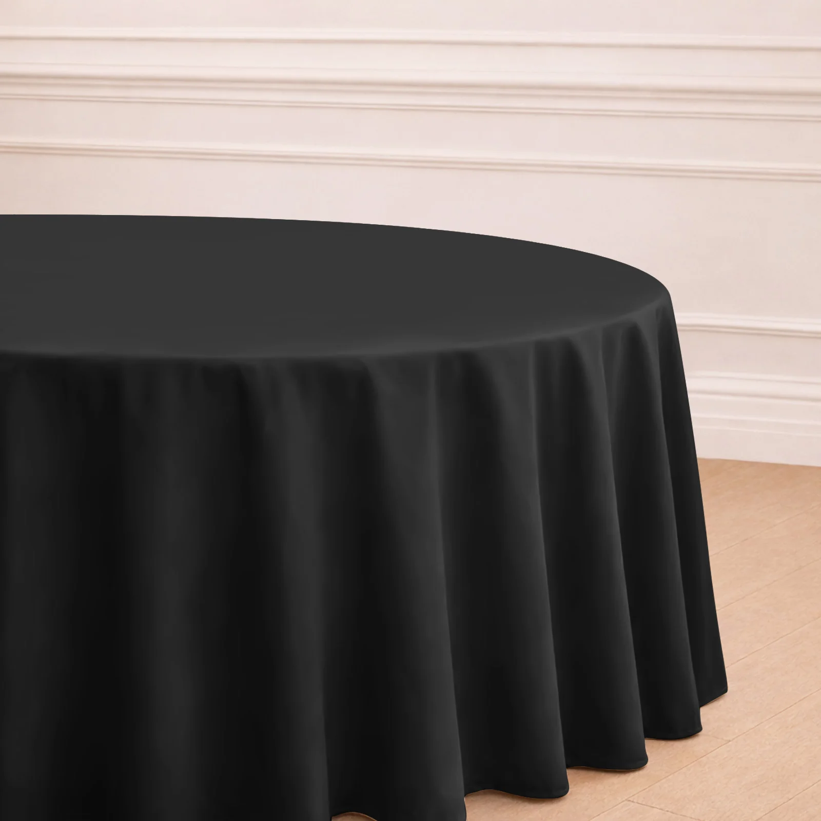 Polyester Round Tablecloth 120" Black - Durable & Seamless Design for Polished Event Styling - Image 5