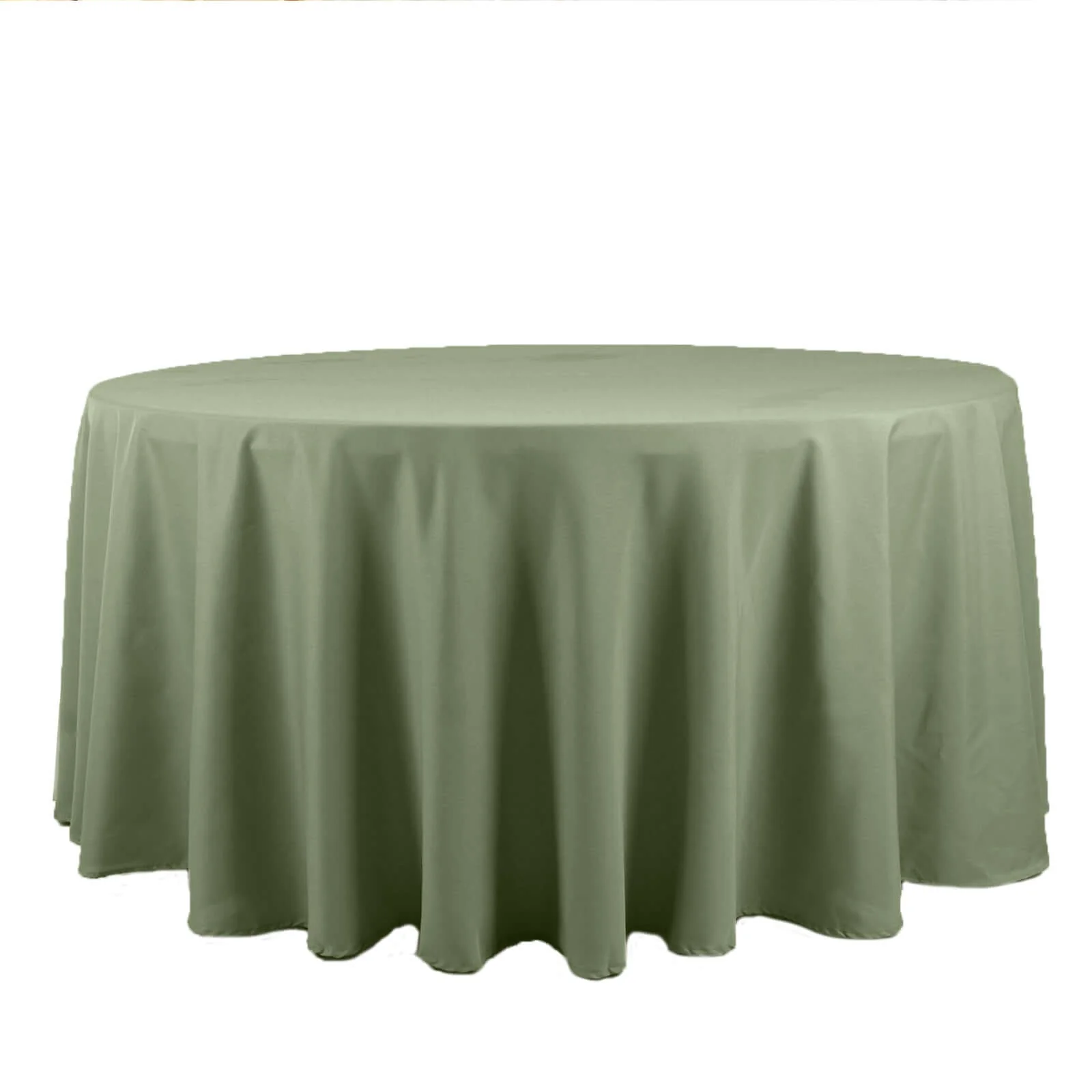 Polyester Round Tablecloth 120" Dusty Sage Green - Durable & Seamless Table Cover - Image 6