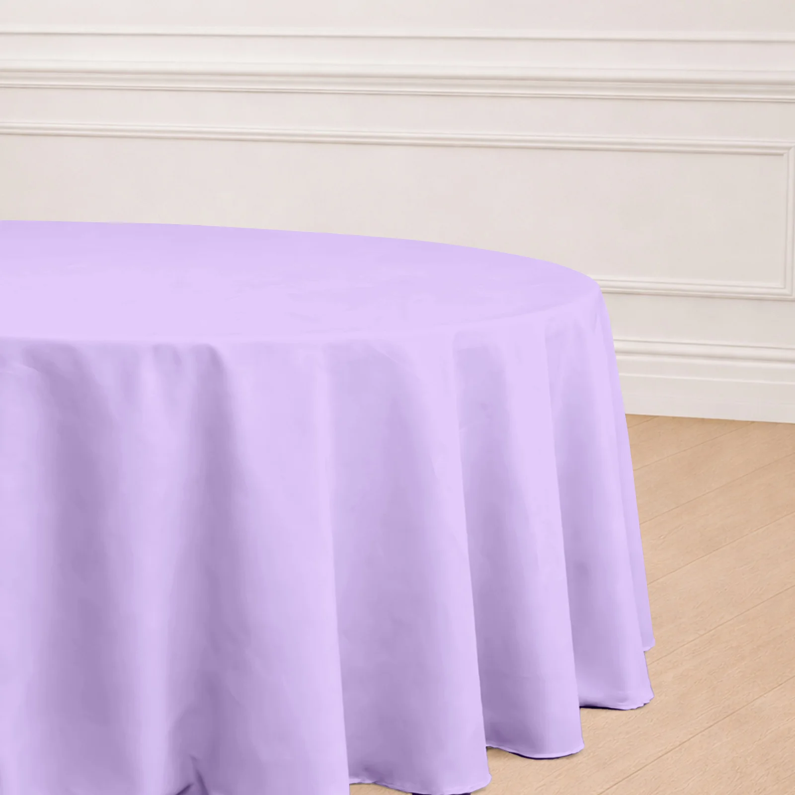Polyester Round Tablecloth 120" Lavender Lilac - Durable & Seamless Table Cover - Image 5
