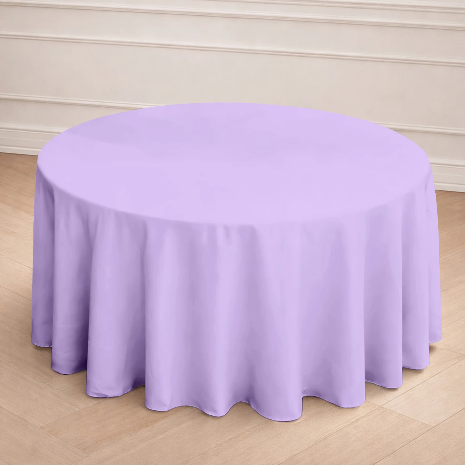 Polyester Round Tablecloth 120" Lavender Lilac - Durable & Seamless Table Cover - Image 7