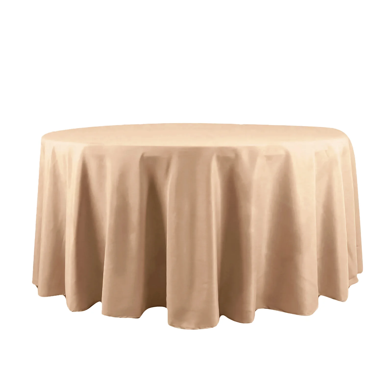 Polyester Round Tablecloth 120" Nude - Durable & Seamless Table Cover - Image 2