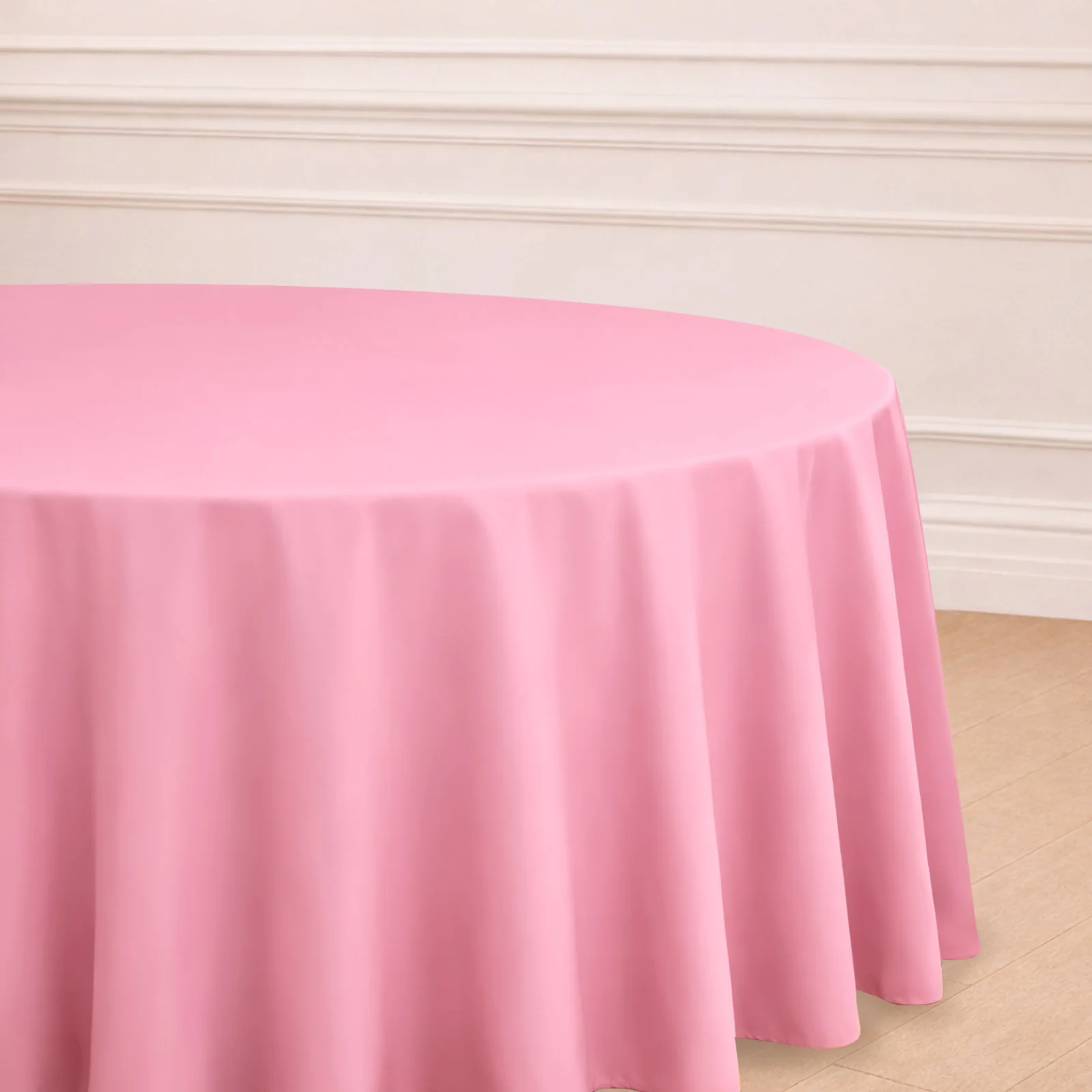 Polyester Round Tablecloth 120" Pink - Durable & Seamless Table Cover - Image 5