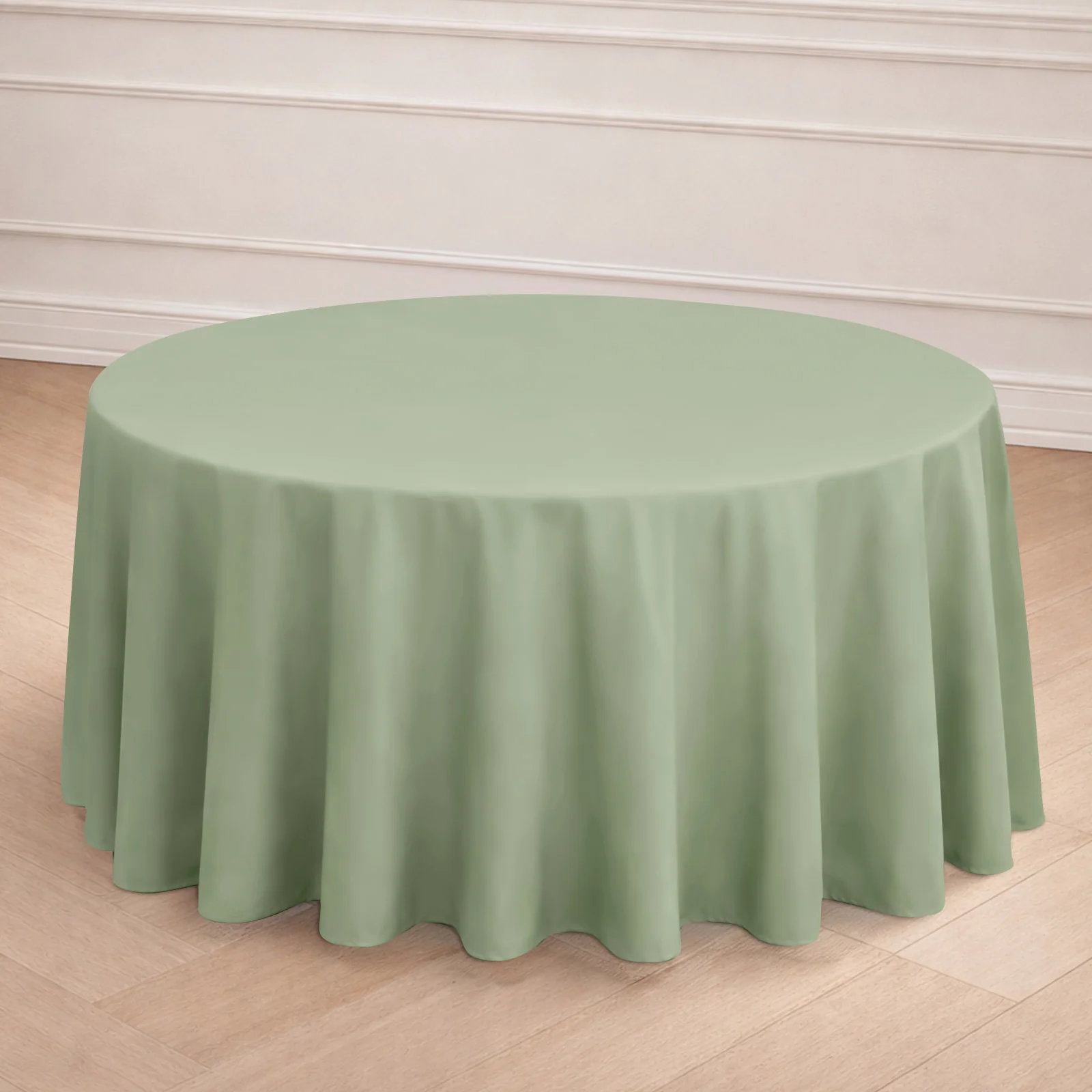 Polyester Round Tablecloth 120" Sage Green - Durable & Seamless Table Cover - Image 7