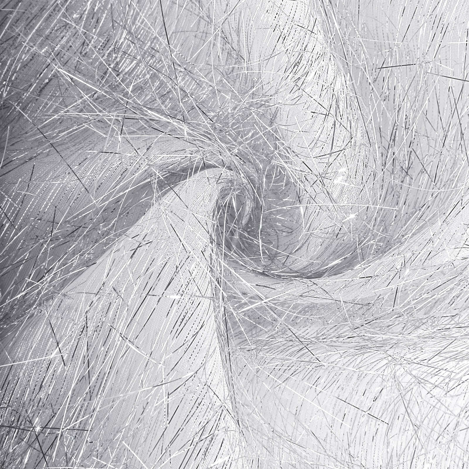 Polyester Round Tablecloth 120" Silver Metallic Fringe Shag Tinsel Table Cover - Image 11