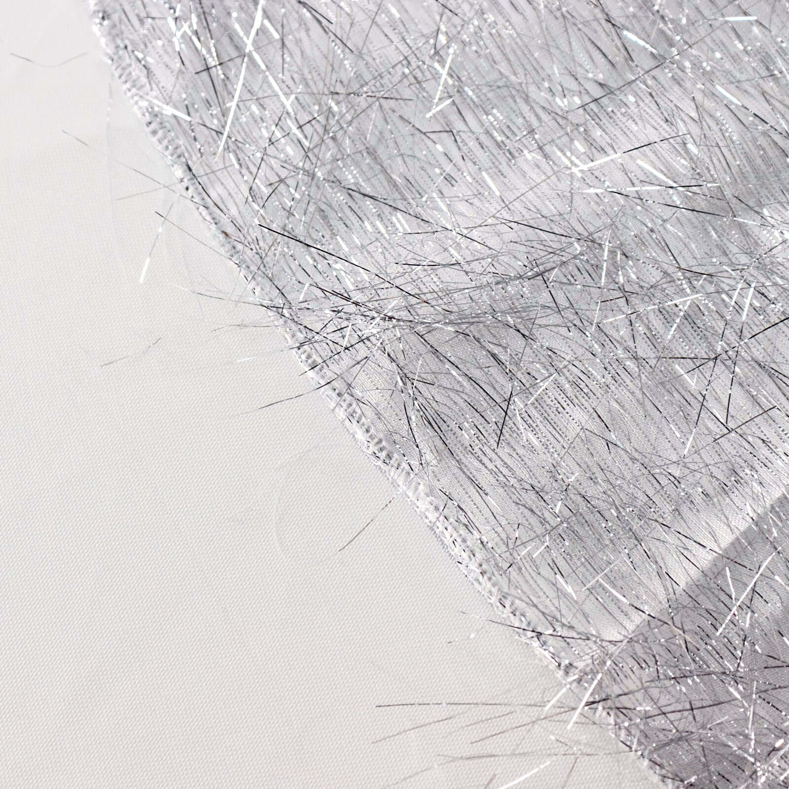 Polyester Round Tablecloth 120" Silver Metallic Fringe Shag Tinsel Table Cover - Image 8