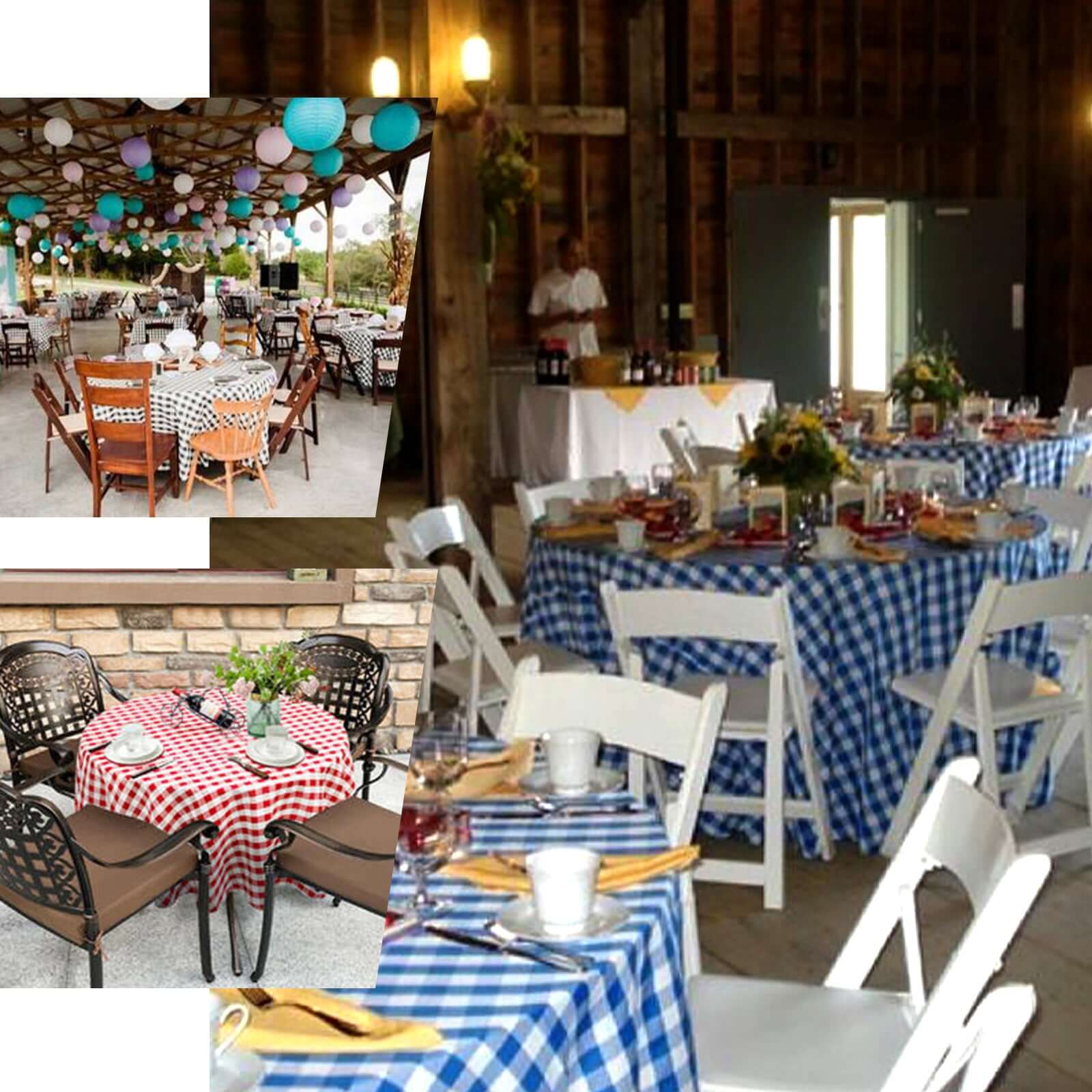Polyester Round Tablecloth 120" White/Red Checkered Buffalo Plaid Design - Seamless Rustic Decor for Events - Image 4