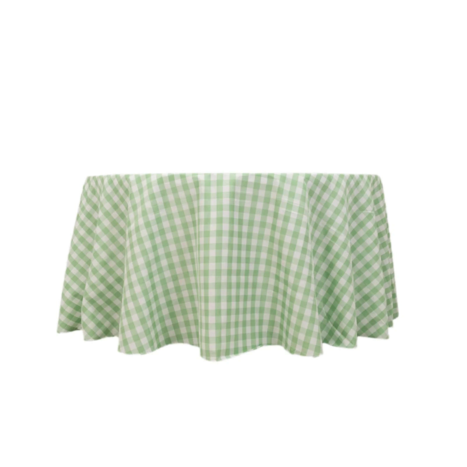 Polyester Round Tablecloth 120" White/Sage Green with Checkered Buffalo Plaid Design - Seamless Rustic Table Cover - Image 7