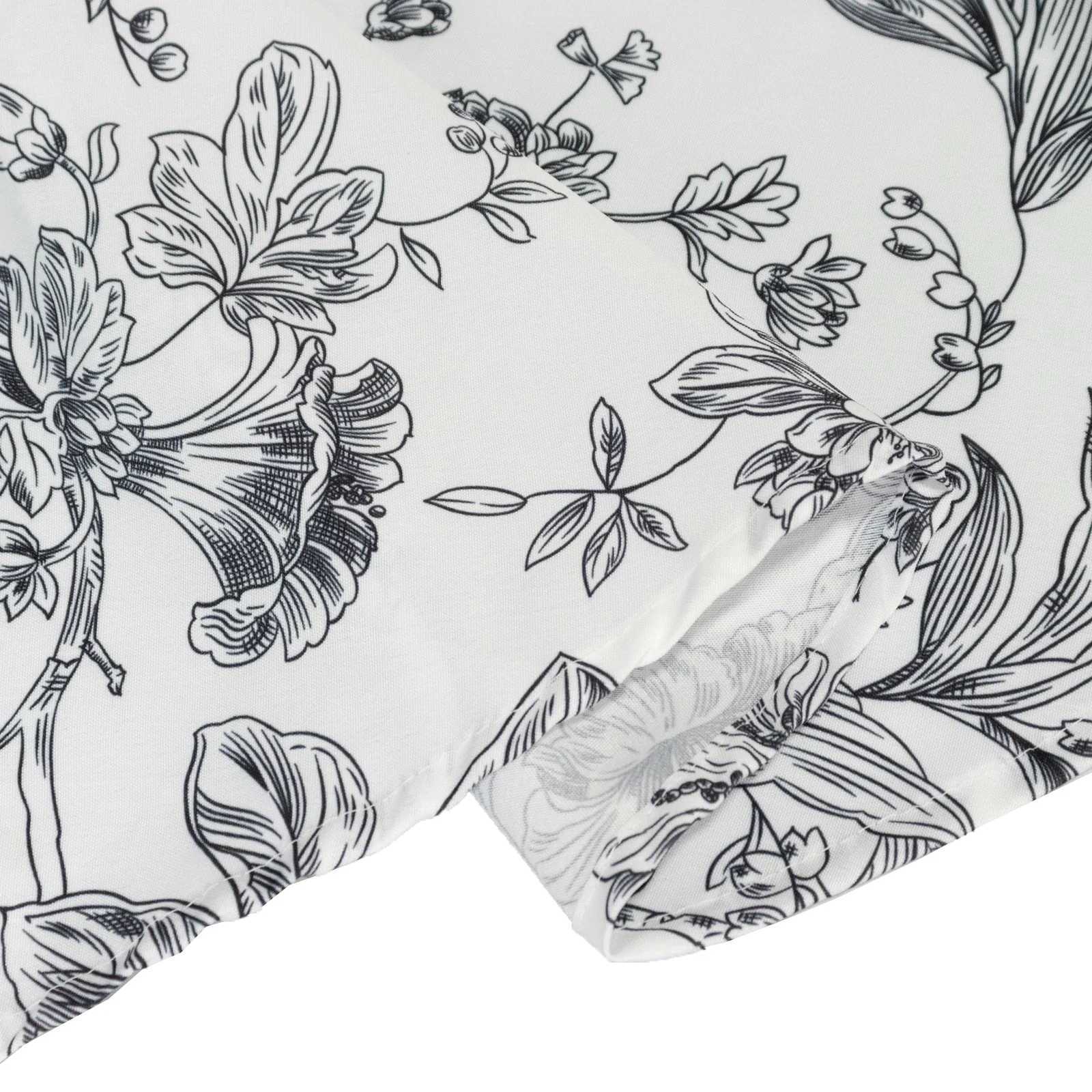 Polyester Round Tablecloth 132" White with Black French Toile Pattern - Sophisticated Table Cover for Chic Weddings & Events - Image 4