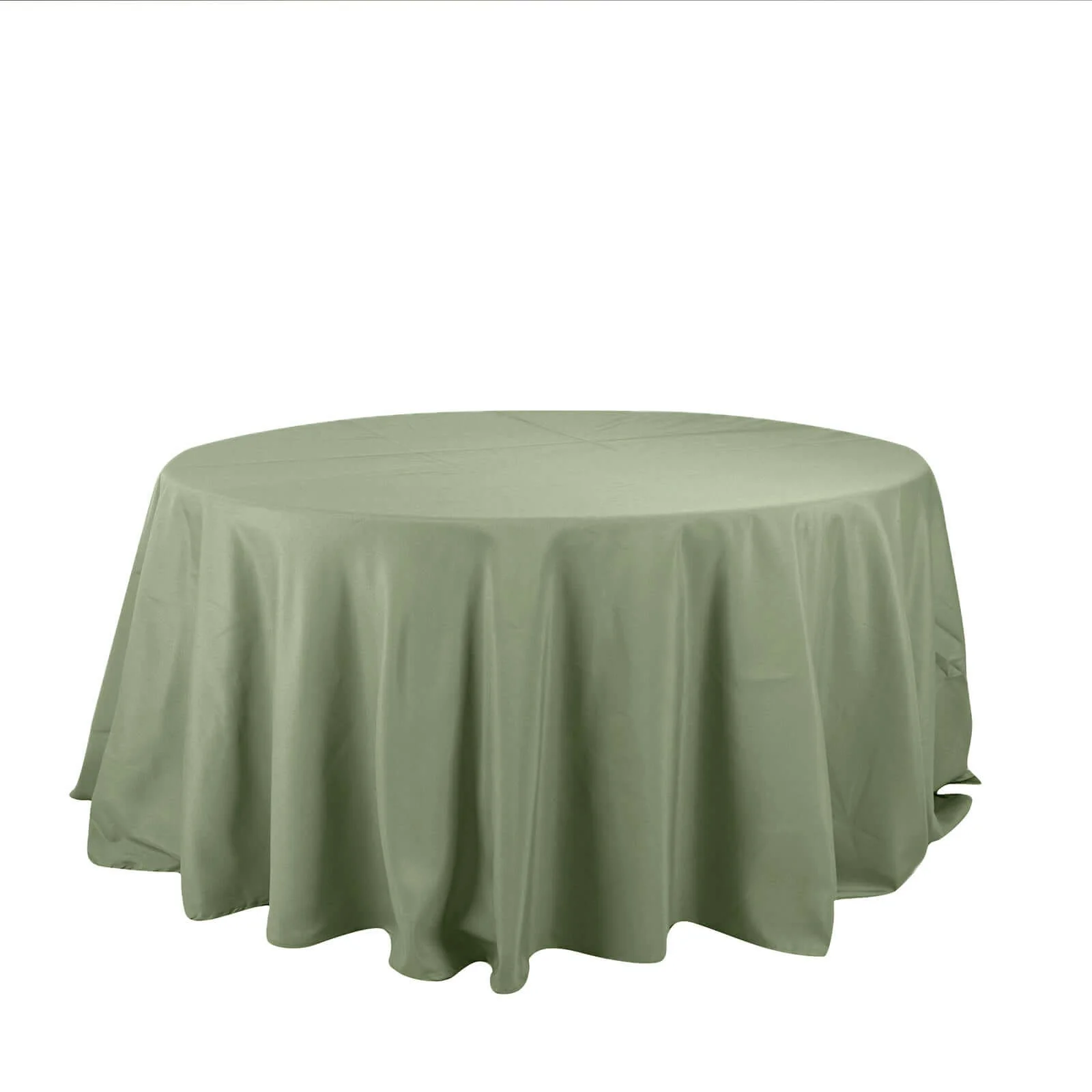 Polyester Round Tablecloth 132" Dusty Sage Green - Seamless Finish Table Cover - Image 2