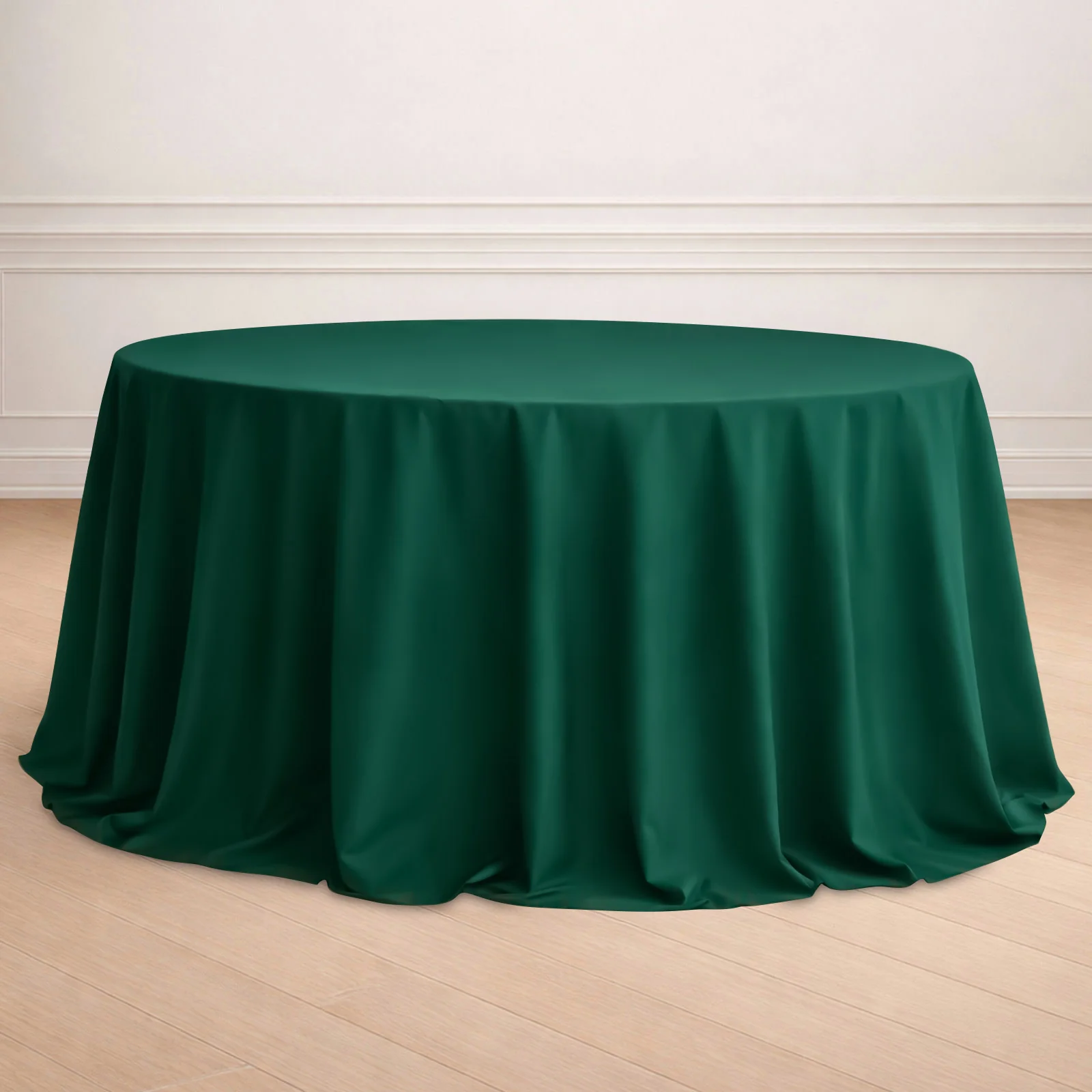 Polyester Round Tablecloth 132" Hunter Emerald Green - Seamless Finish Table Cover - Image 8