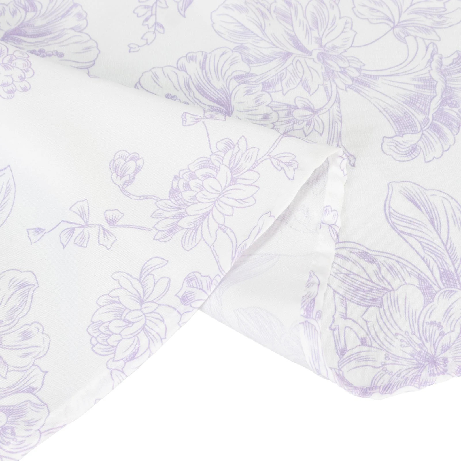 Polyester Round Tablecloth 132" White with Lavender Lilac French Toile Pattern - Sophisticated Table Cover for Chic Weddings & Events - Image 4