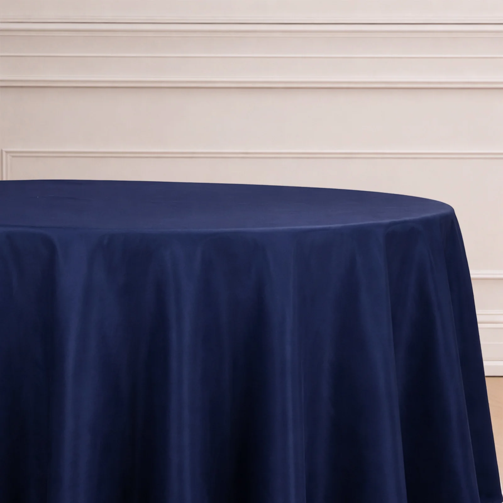 Polyester Round Tablecloth 132" Navy Blue - Seamless Finish Table Cover - Image 5