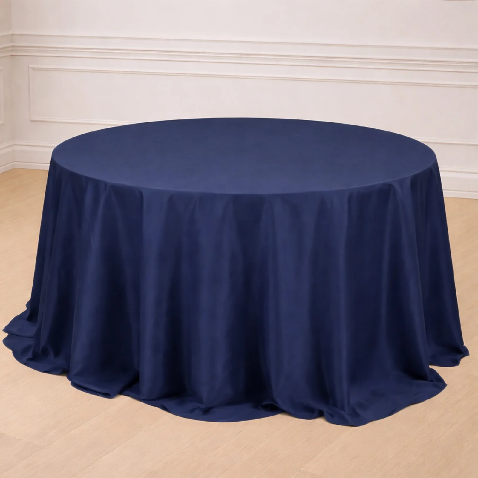 Polyester Round Tablecloth 132" Navy Blue - Seamless Finish Table Cover - Image 6