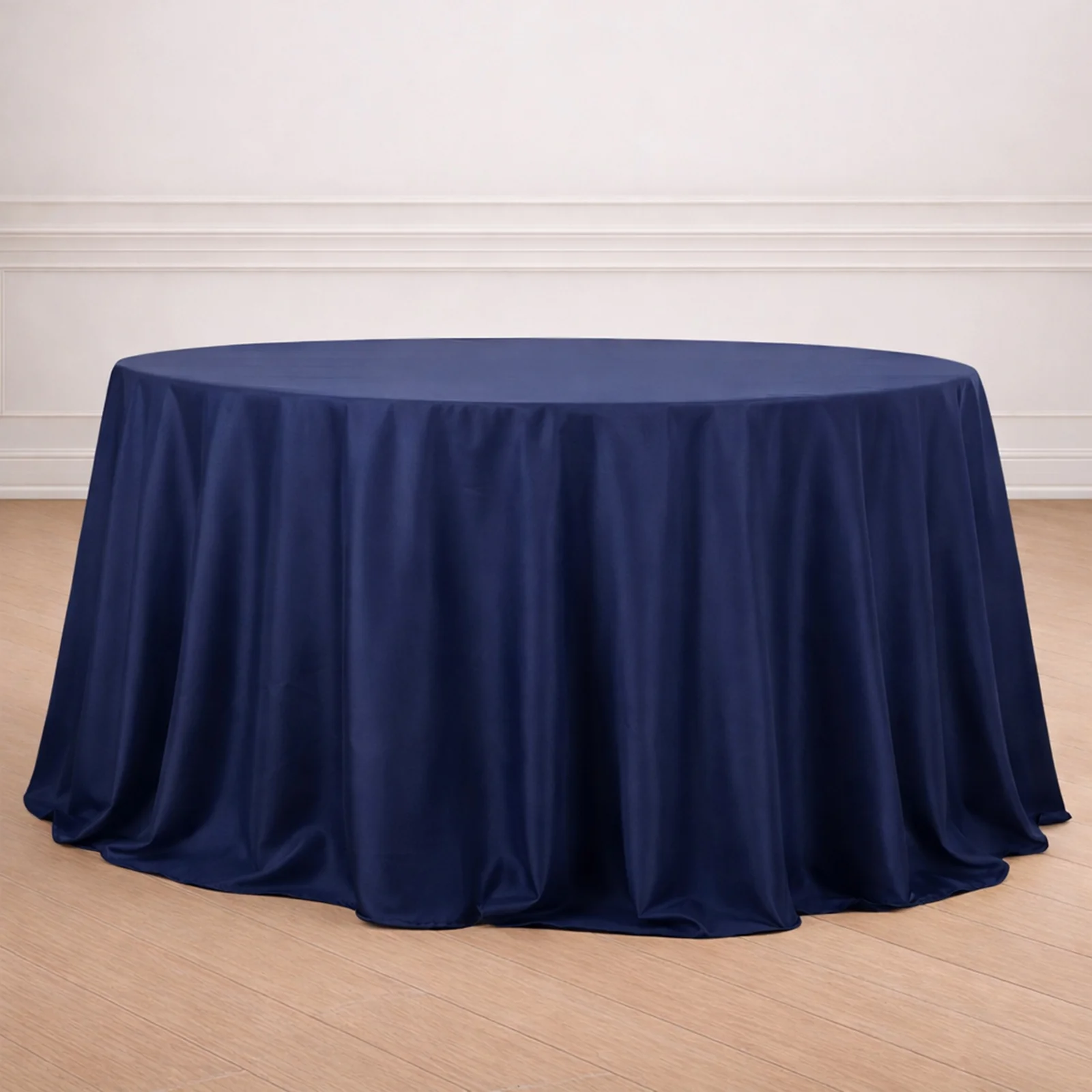 Polyester Round Tablecloth 132" Navy Blue - Seamless Finish Table Cover - Image 7