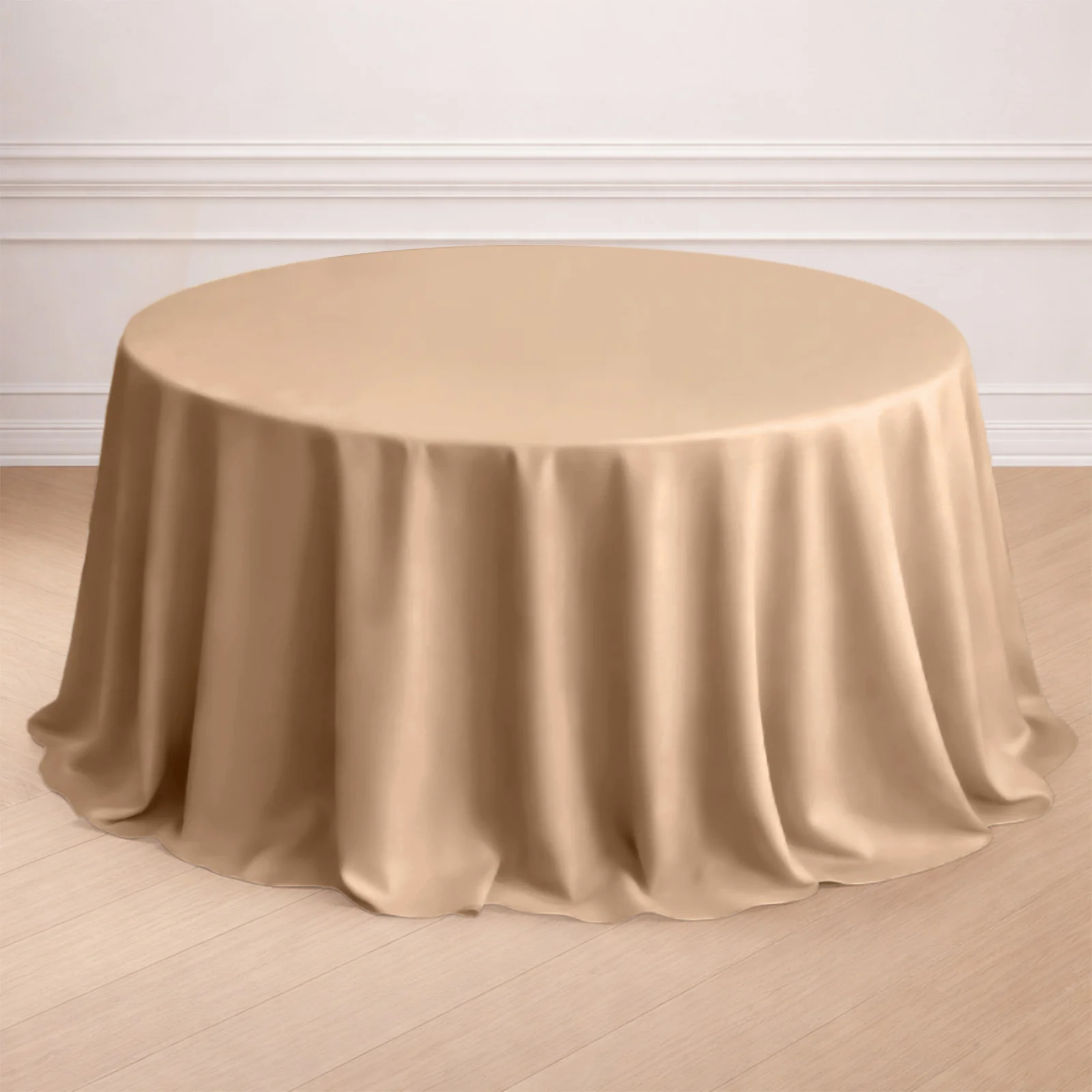 Polyester Round Tablecloth 132" Nude - Seamless Finish Table Cover