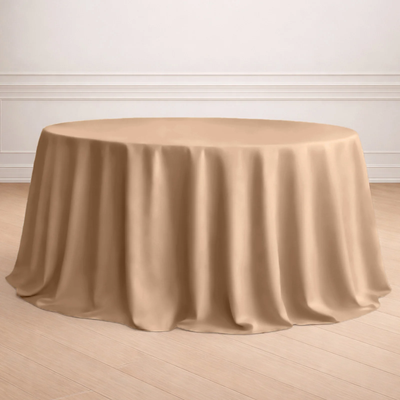 Polyester Round Tablecloth 132" Nude - Seamless Finish Table Cover - Image 7