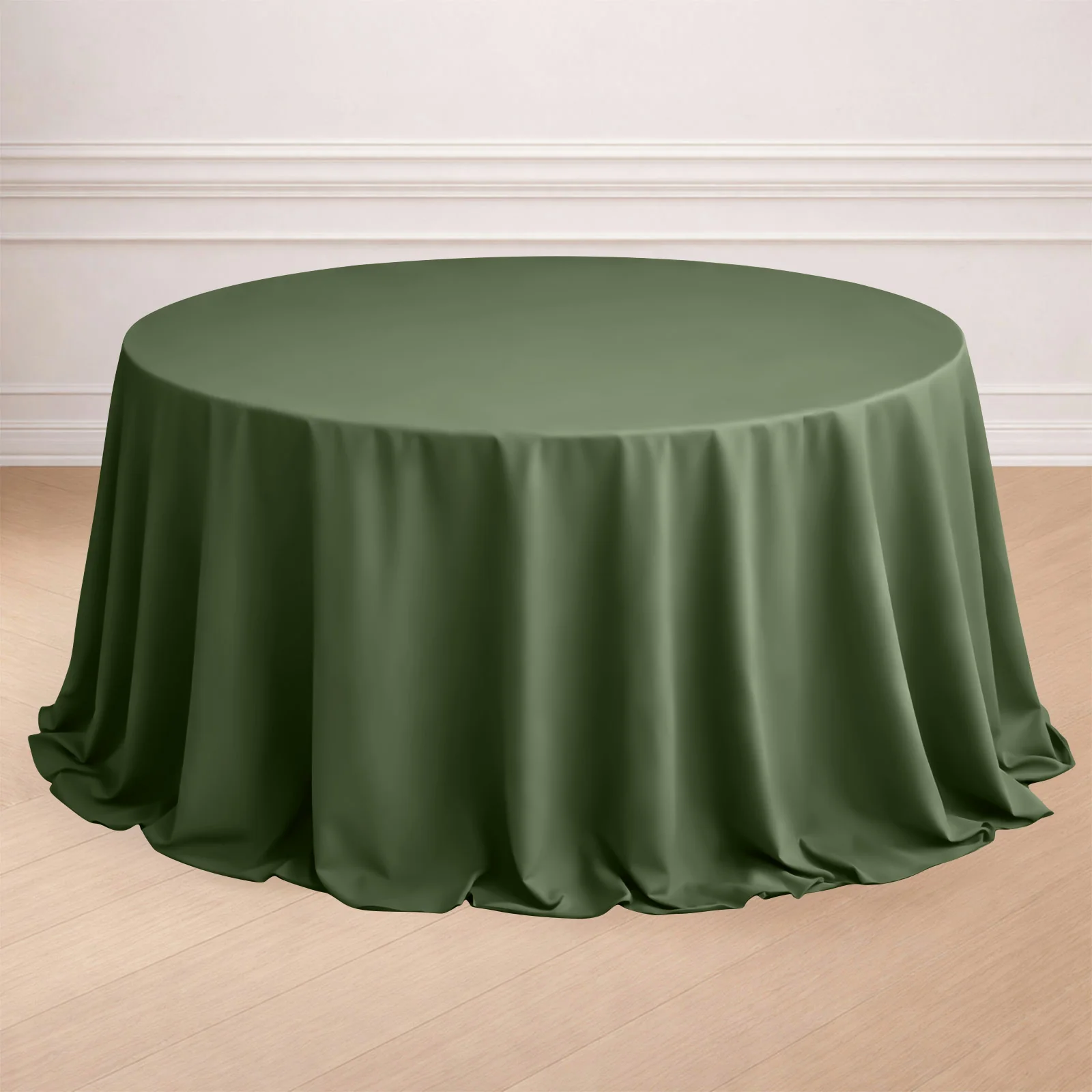 Polyester Round Tablecloth 132" Olive Green - Seamless Finish Table Cover