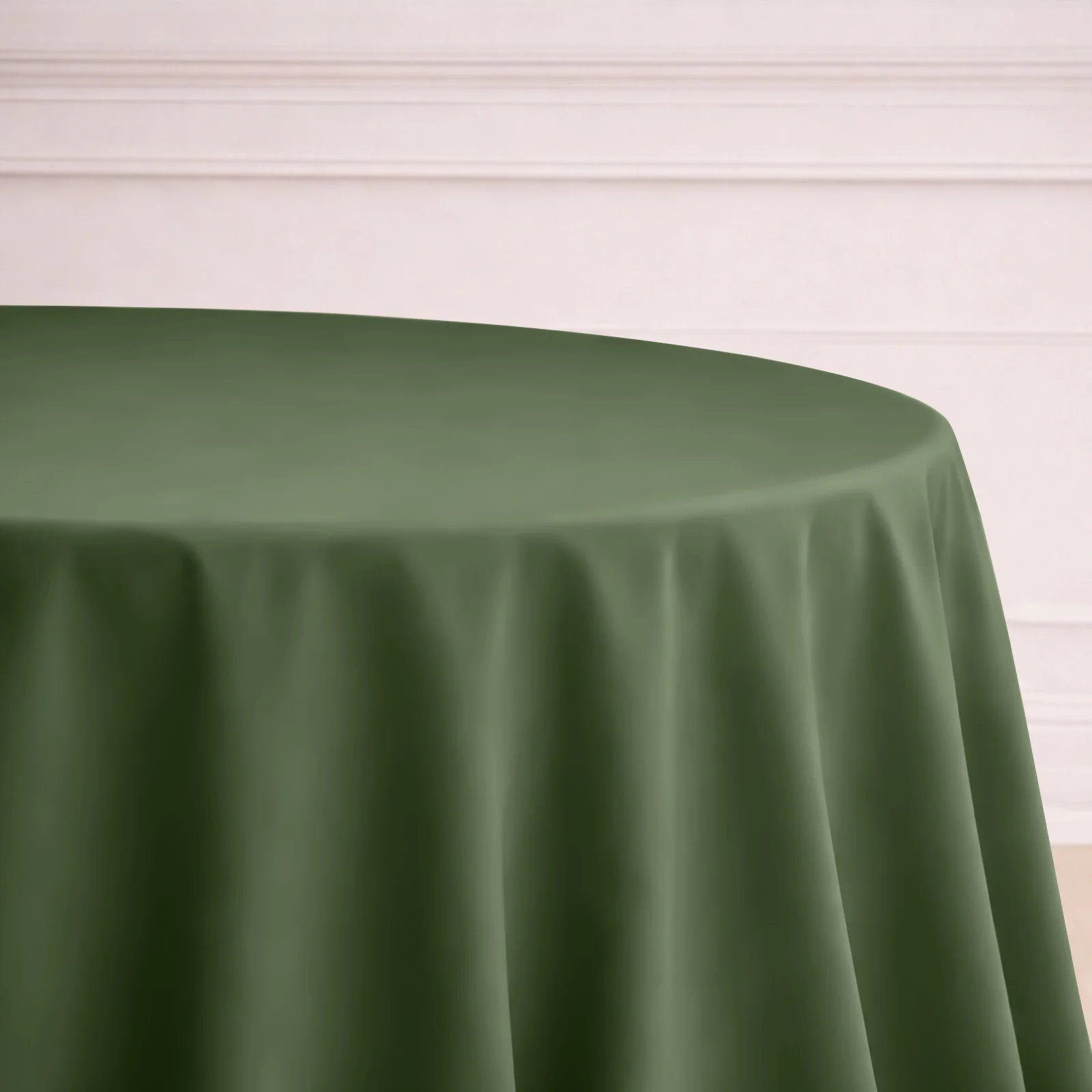 Polyester Round Tablecloth 132" Olive Green - Seamless Finish Table Cover - Image 5