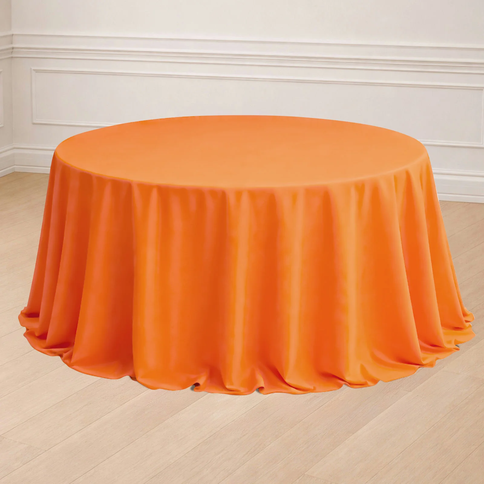 Polyester Round Tablecloth 132" Orange - Seamless Finish Table Cover - Image 6
