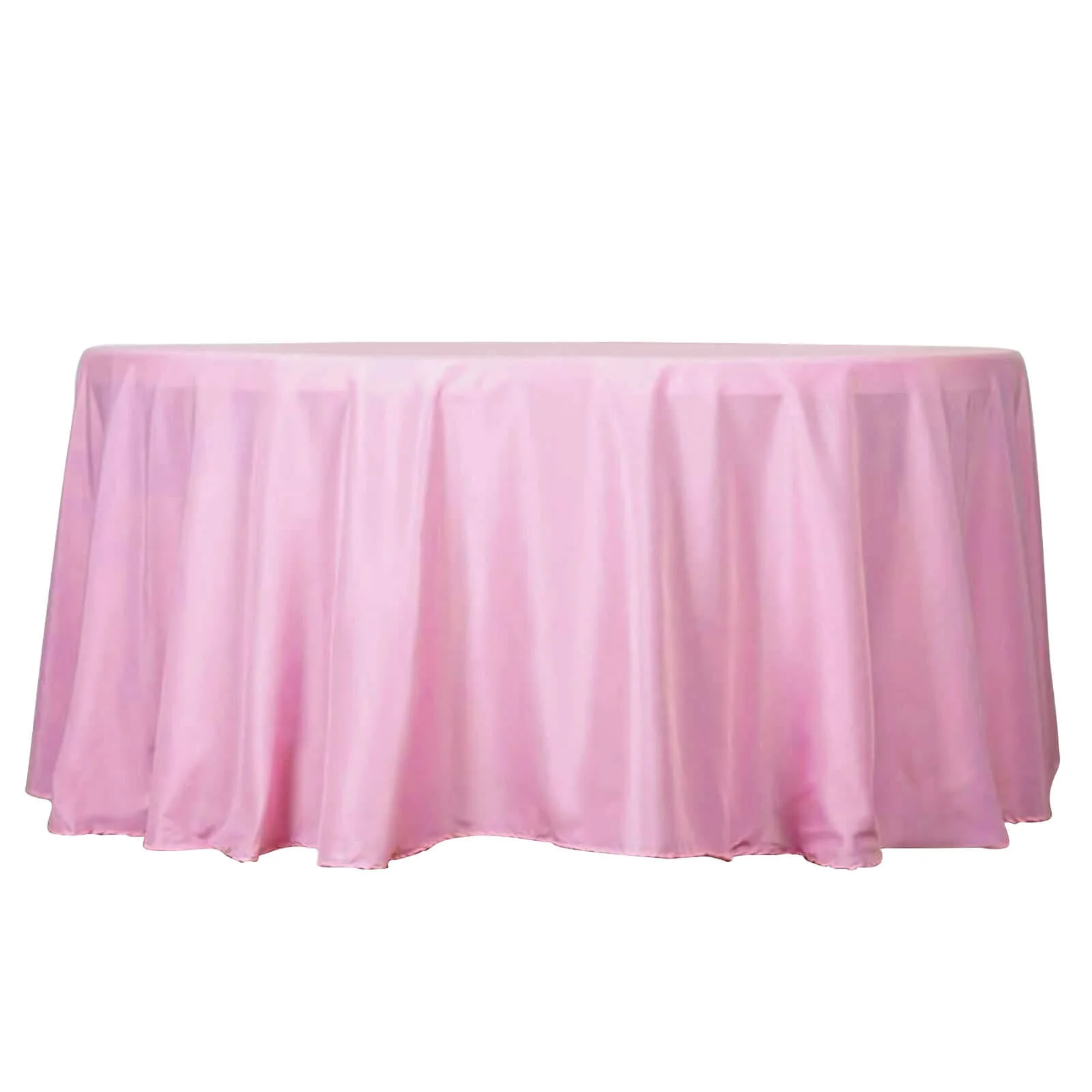 Polyester Round Tablecloth 132" Pink - Seamless Finish Table Cover - Image 2
