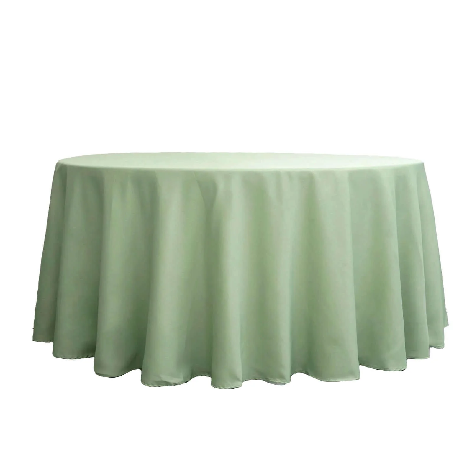 Polyester Round Tablecloth 132" Sage Green - Seamless Finish Table Cover - Image 2