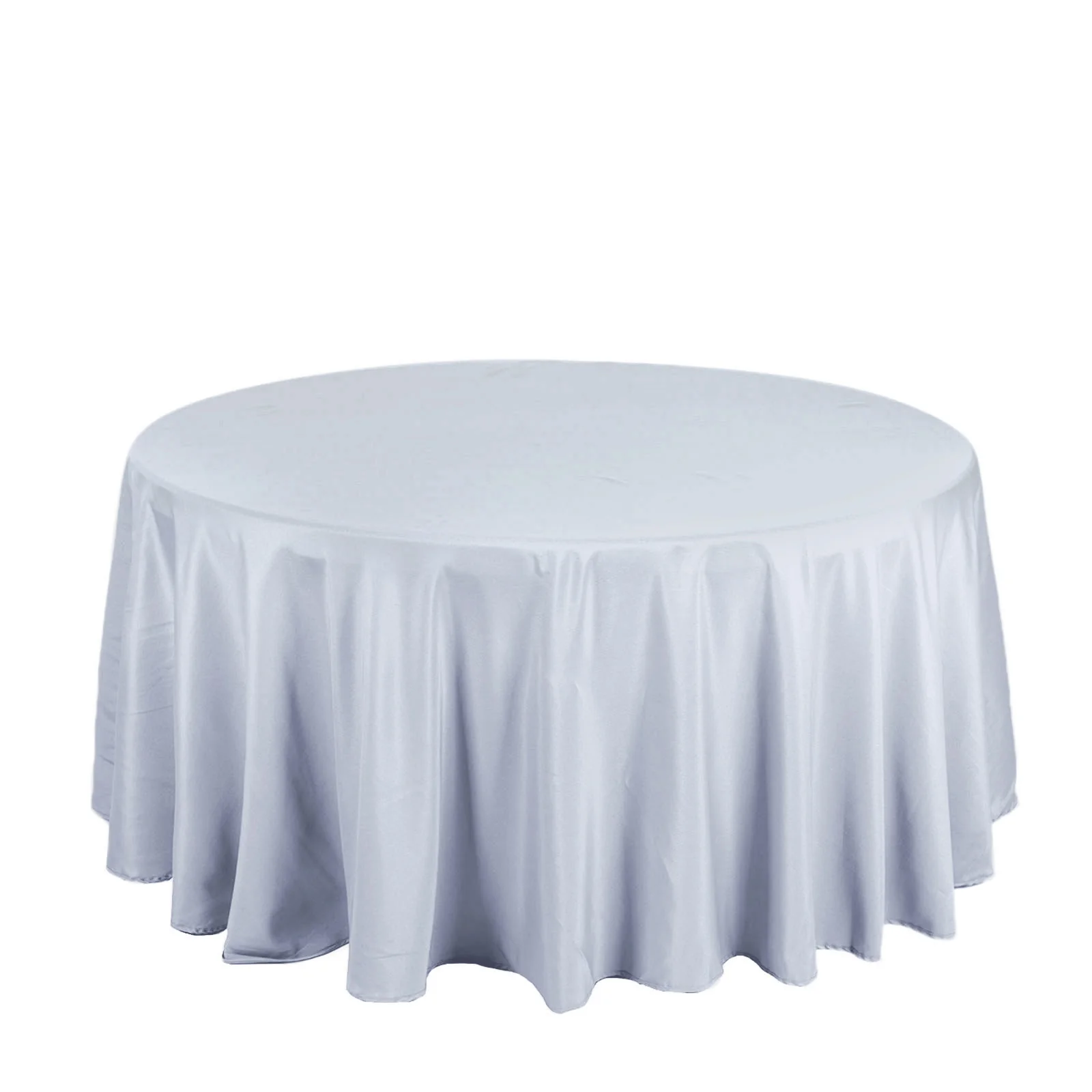 Polyester Round Tablecloth 132" Silver - Seamless Finish Table Cover - Image 2