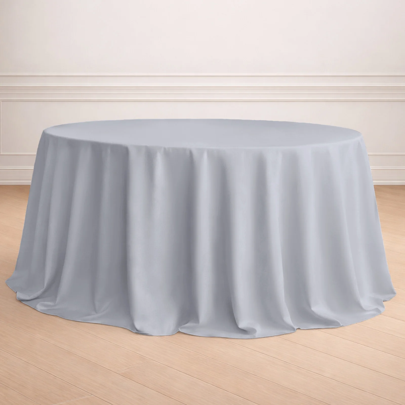 Polyester Round Tablecloth 132" Silver - Seamless Finish Table Cover - Image 7