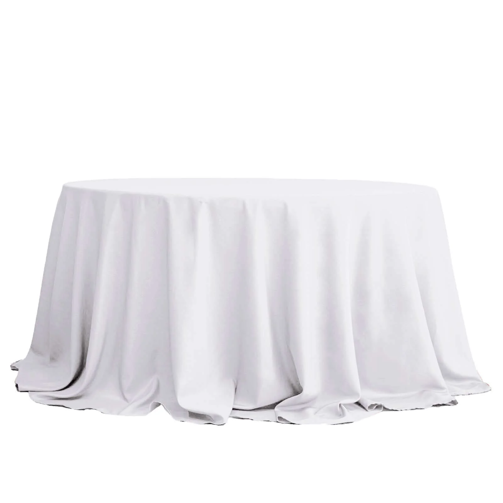 Polyester Round Tablecloth 132" White with Seamless Finish - Sophisticated Decor for Upscale Occasions - Image 6