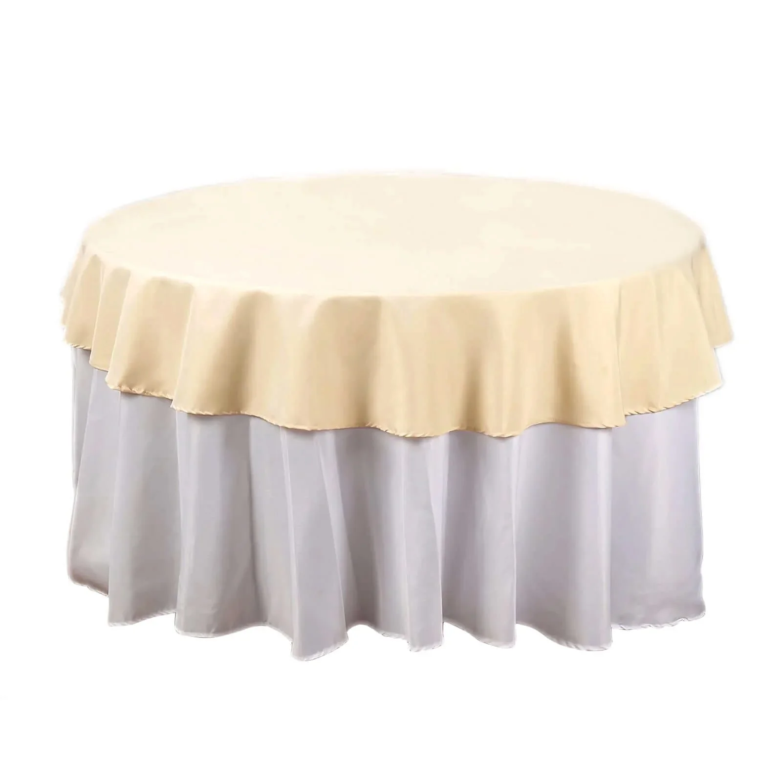 Polyester Round Tablecloth 70" Beige - Linen Texture Table Cover - Image 3