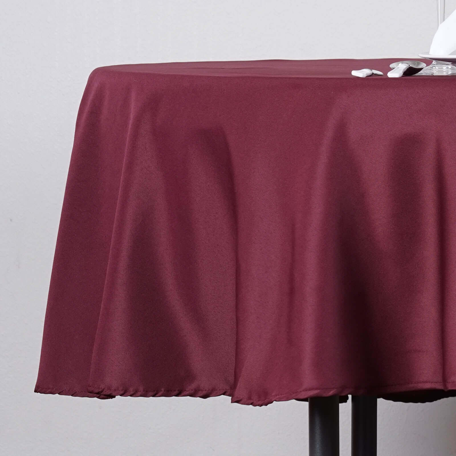 Polyester Round Tablecloth 70" Burgundy - Linen Texture Table Cover - Image 7