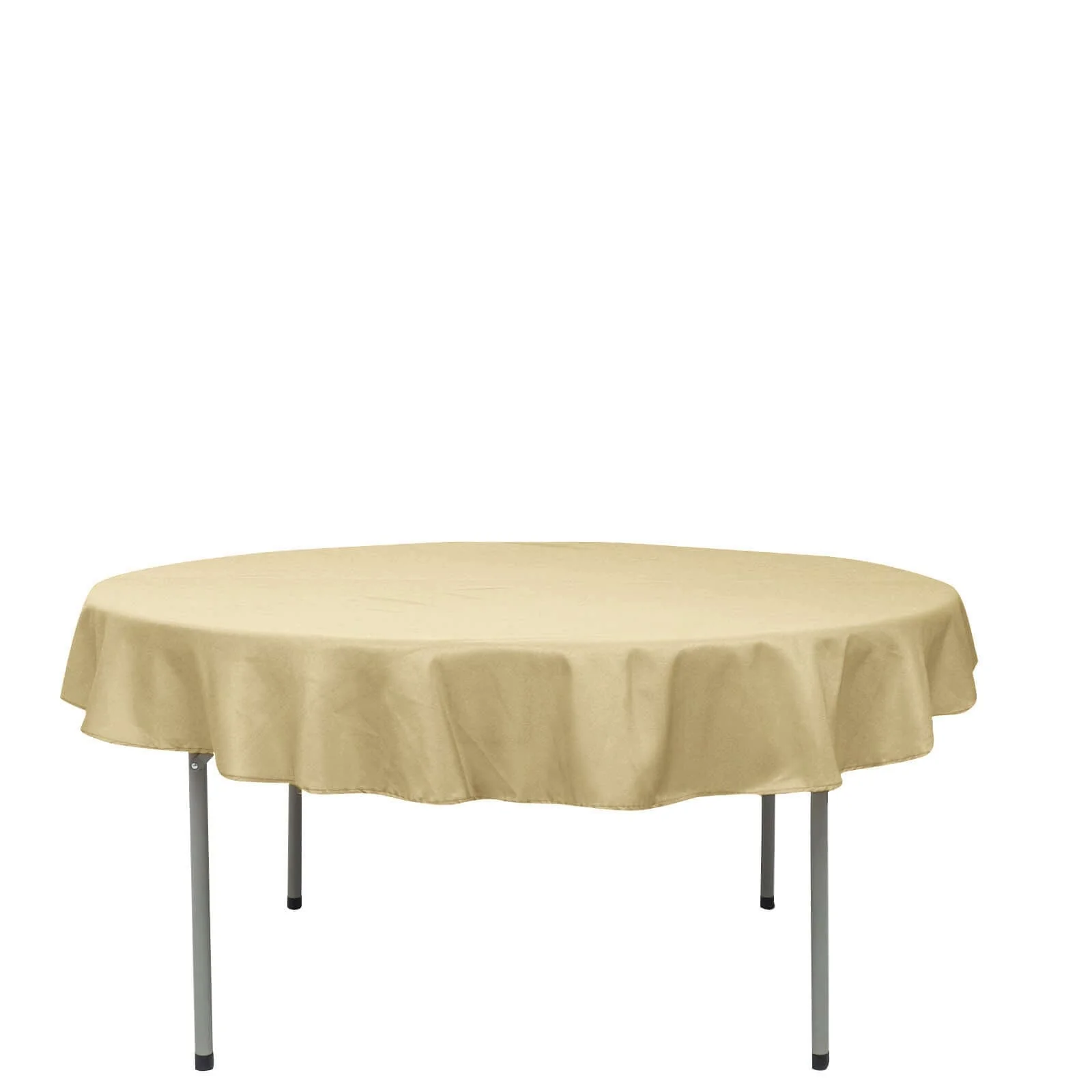 Polyester Round Tablecloth 70" Champagne - Linen Texture Table Cover - Image 5