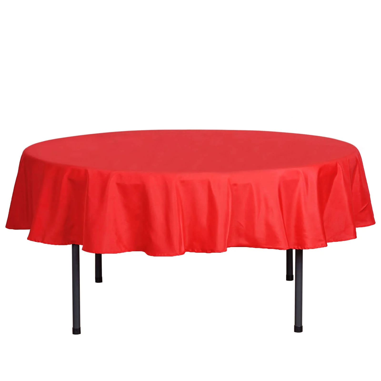 Polyester Round Tablecloth 70" Red - Linen Texture Table Cover - Image 6