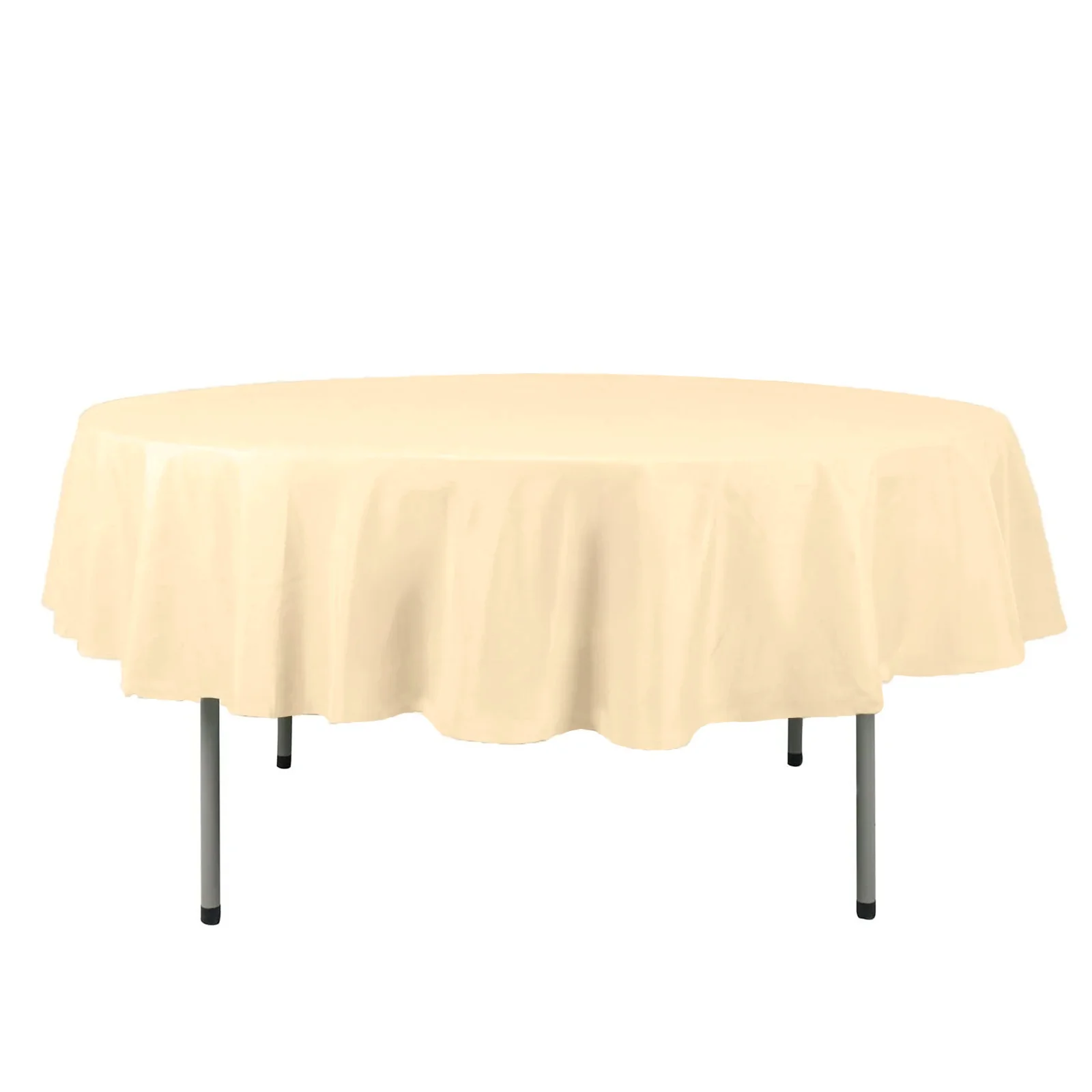 Polyester Round Tablecloth 90" Beige - Reusable & Durable Table Cover - Image 6
