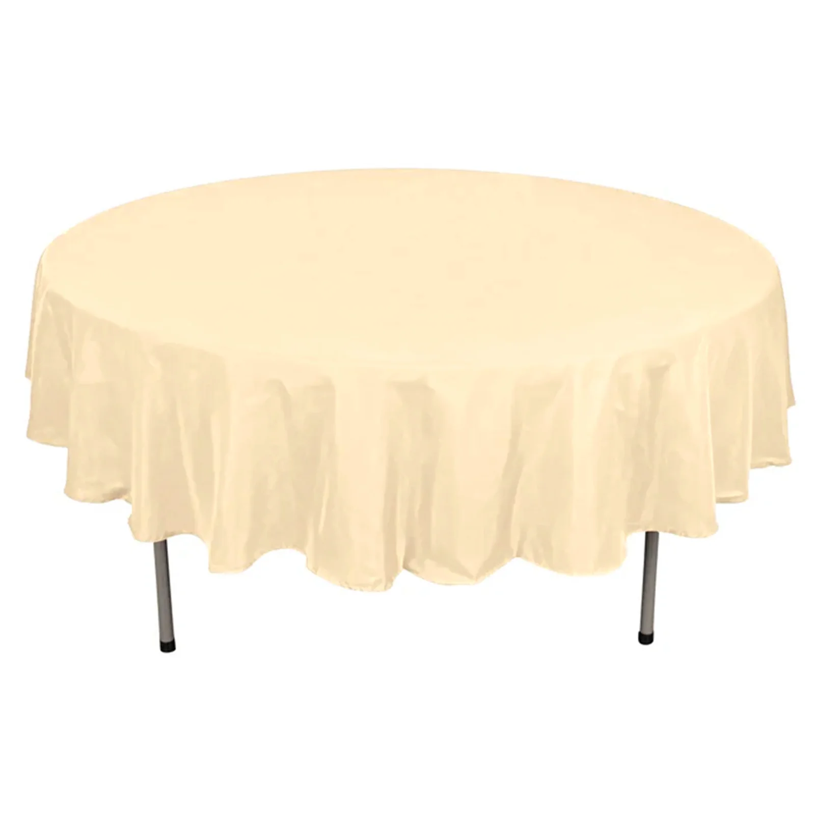 Polyester Round Tablecloth 90" Beige - Reusable & Durable Table Cover - Image 8